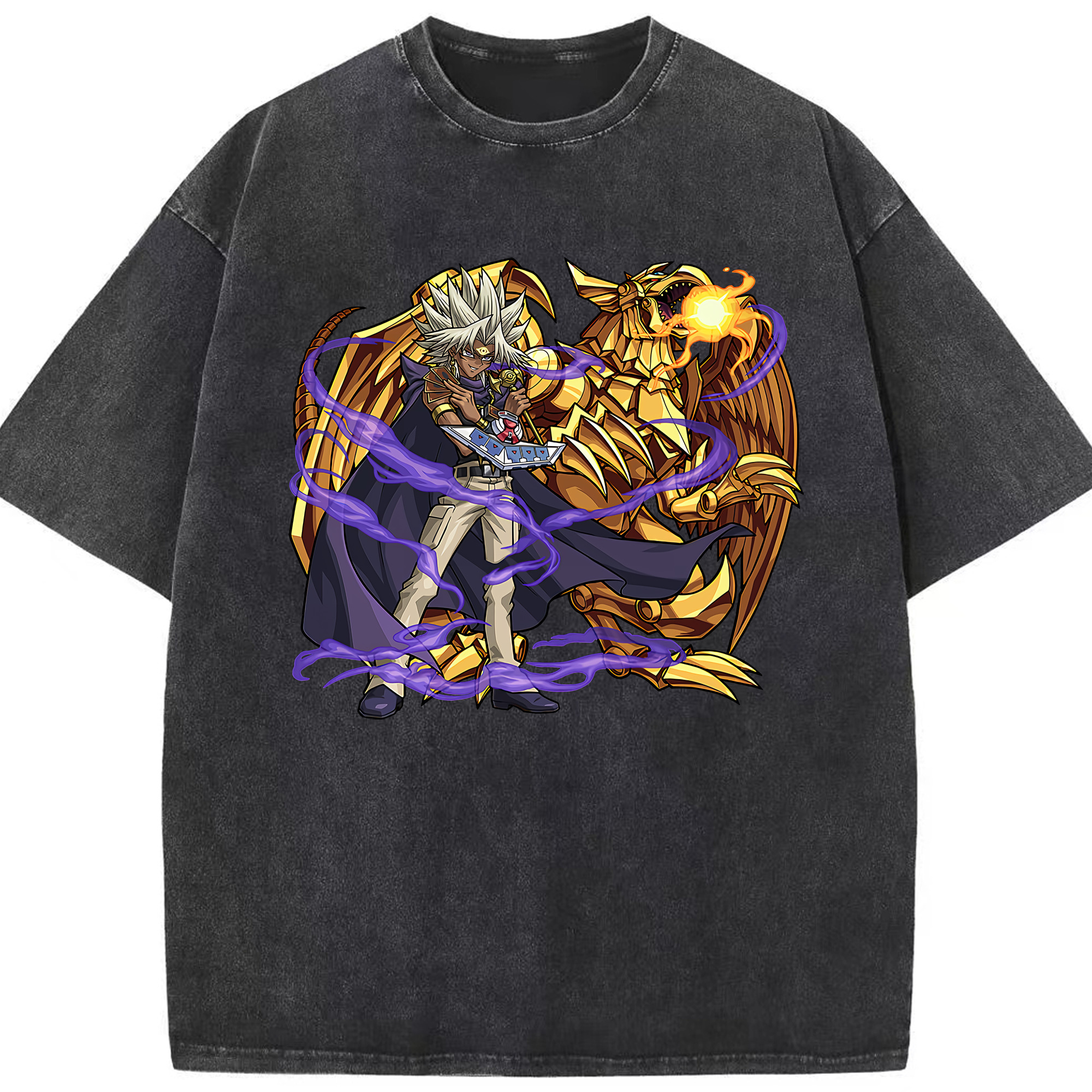 （画像用） 遊☆戯☆王 Yu-Gi-Oh! 綿100% ヴィンテージ風 半袖Tシャツ（フロントプリント）