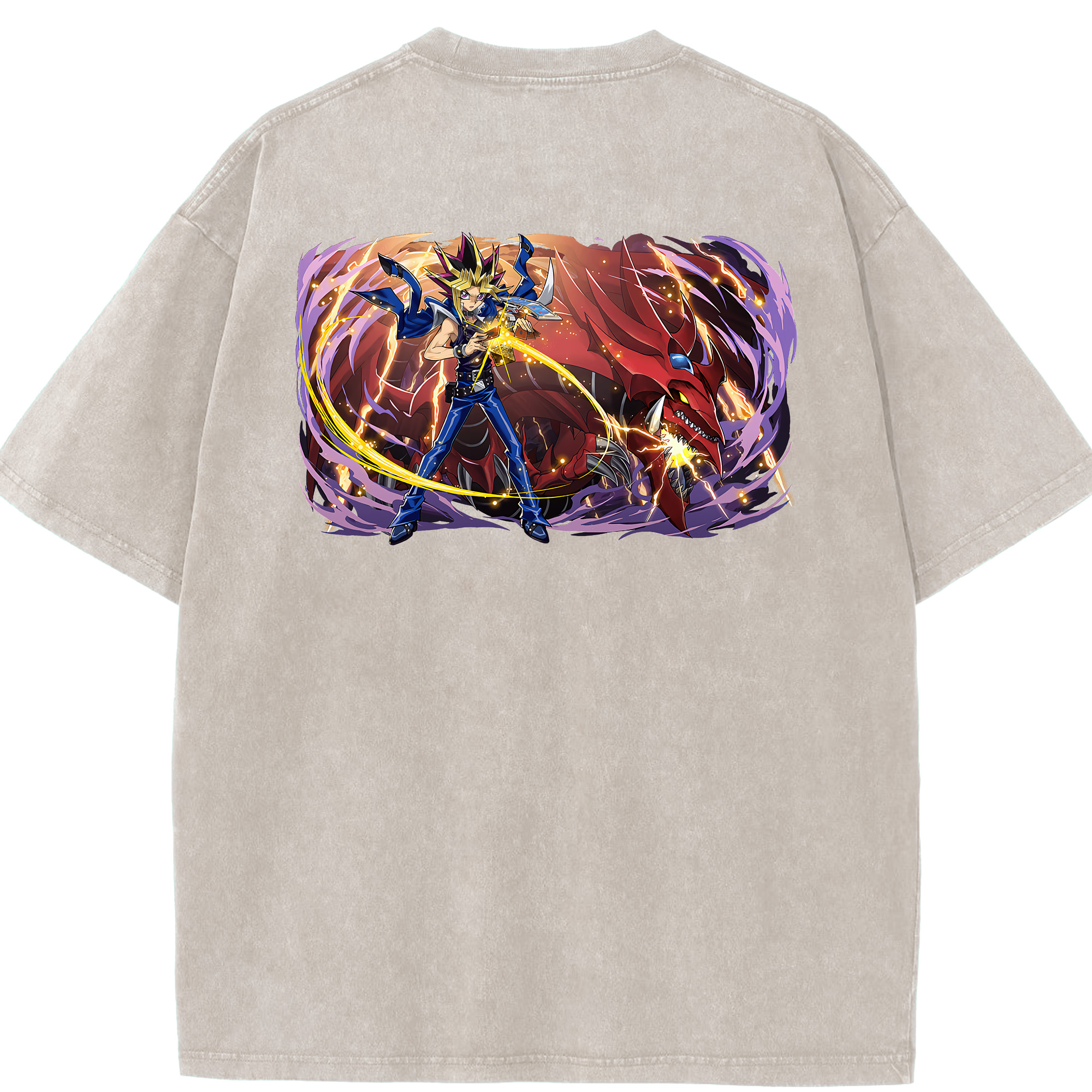 （画像用） 遊☆戯☆王 Yu-Gi-Oh! 綿100% ヴィンテージ風 半袖Tシャツ（背面プリント）