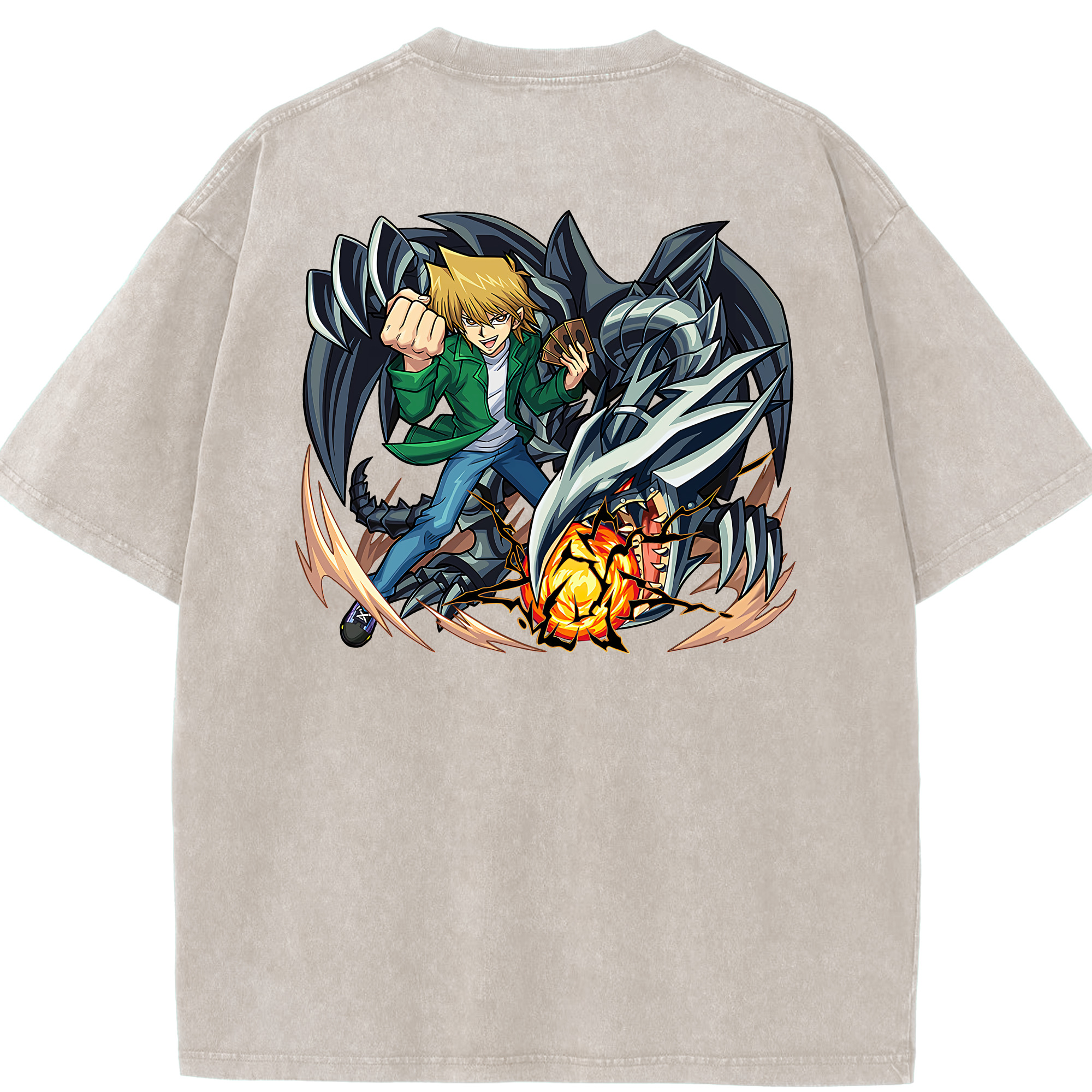 （画像用） 遊☆戯☆王 Yu-Gi-Oh! 綿100% ヴィンテージ風 半袖Tシャツ（背面プリント）