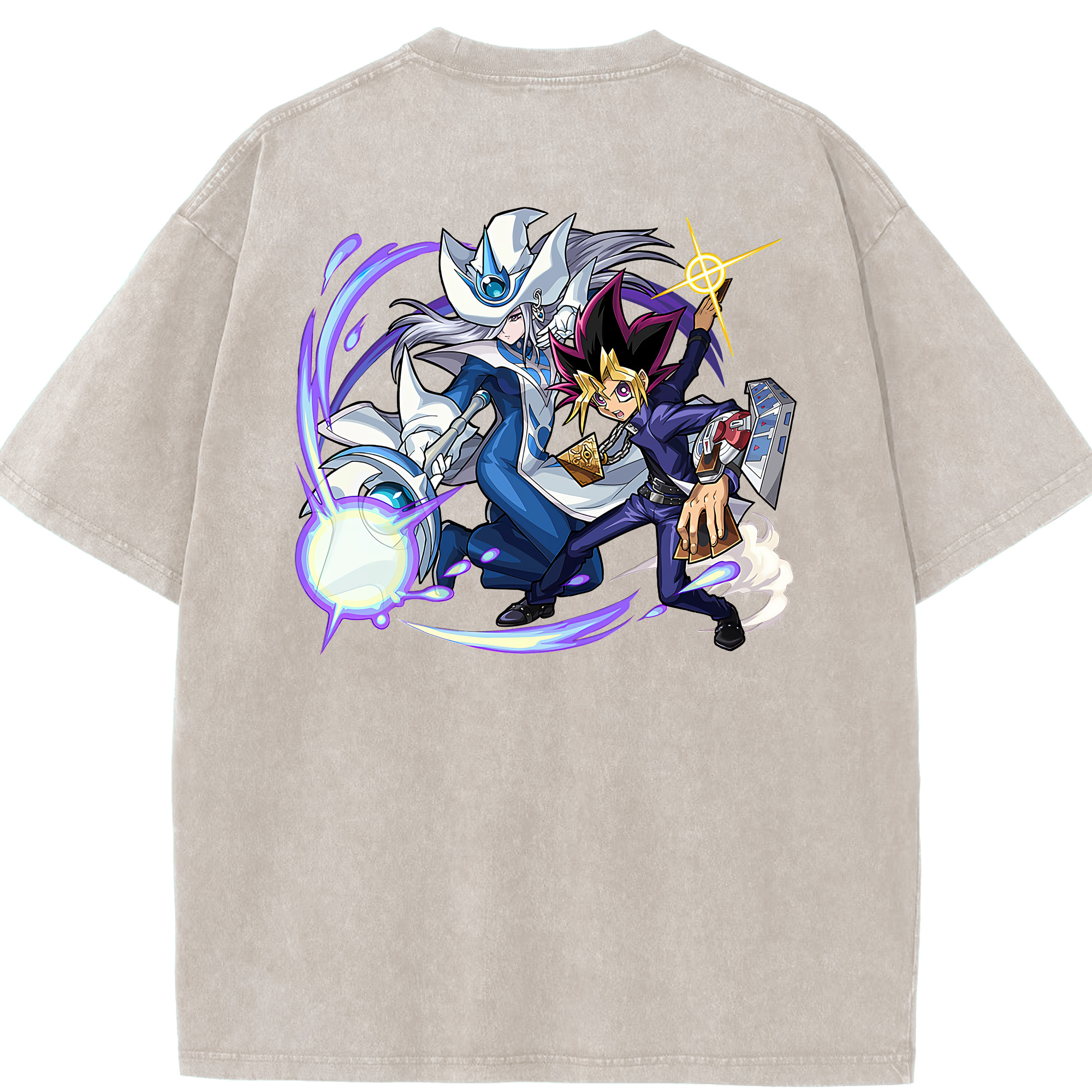 （画像用） 遊☆戯☆王 Yu-Gi-Oh! 綿100% ヴィンテージ風 半袖Tシャツ（背面プリント）
