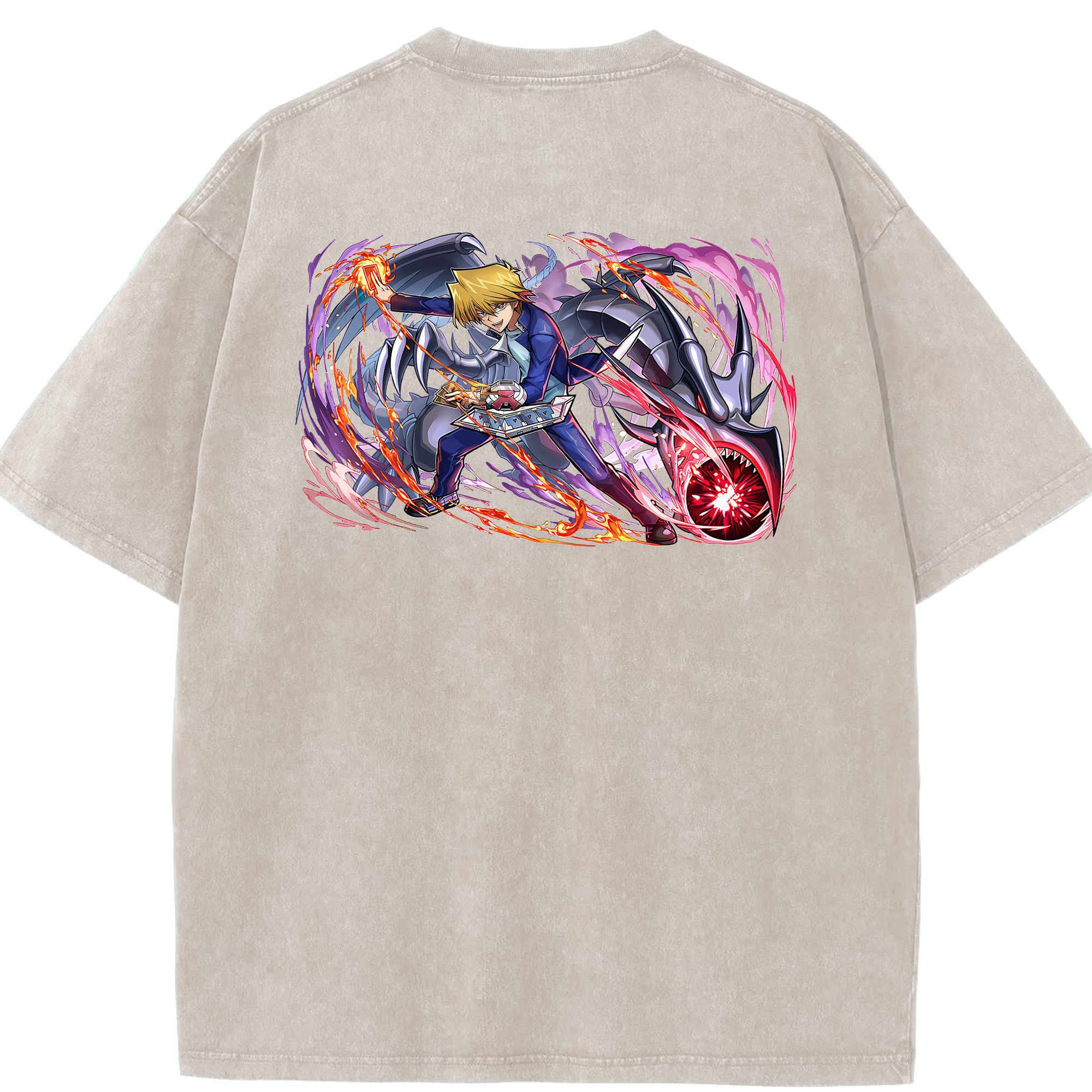 （画像用） 遊☆戯☆王 Yu-Gi-Oh! 綿100% ヴィンテージ風 半袖Tシャツ（背面プリント）