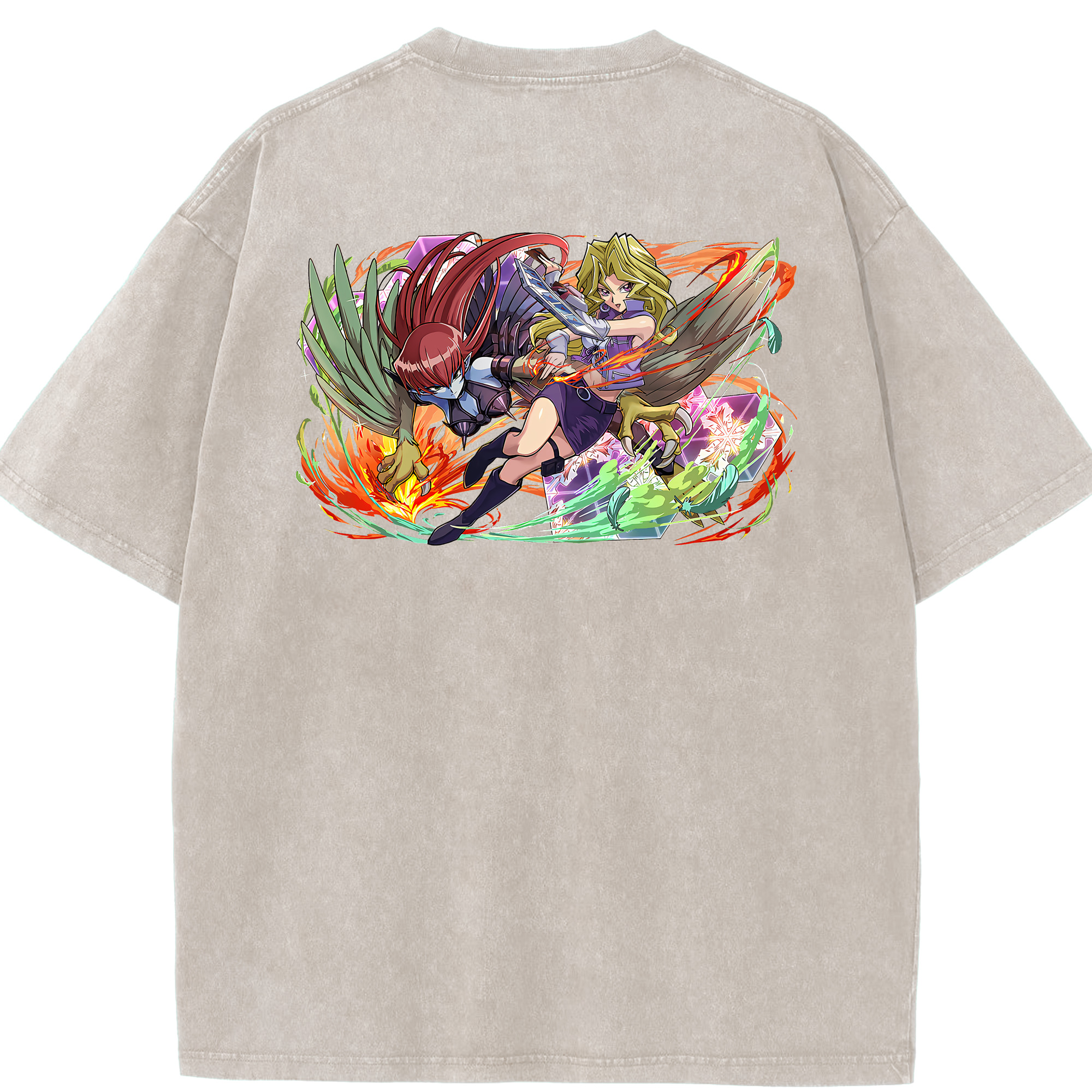 （画像用） 遊☆戯☆王 Yu-Gi-Oh! 綿100% ヴィンテージ風 半袖Tシャツ（背面プリント）