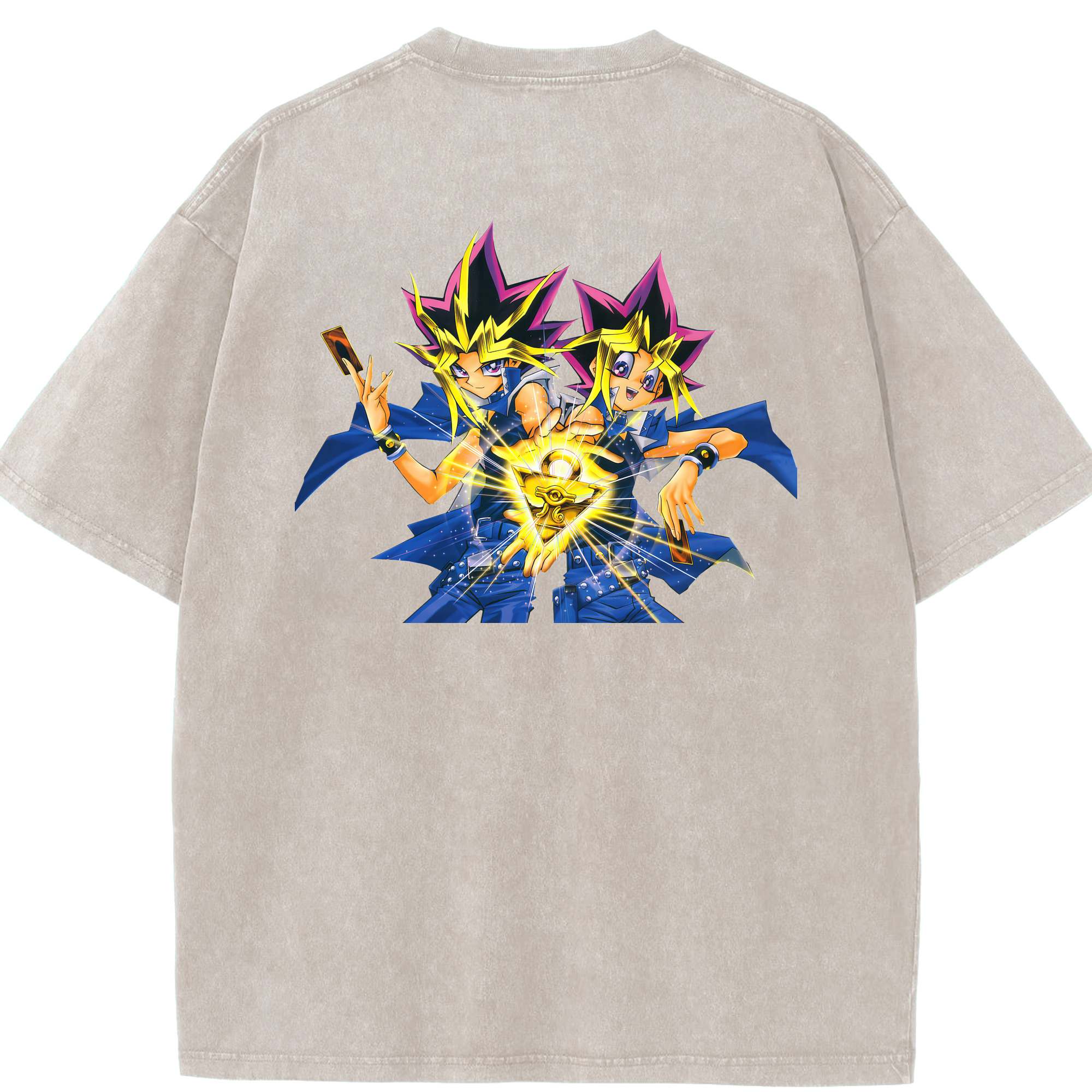 （画像用） 遊☆戯☆王 Yu-Gi-Oh! 綿100% ヴィンテージ風 半袖Tシャツ（背面プリント）