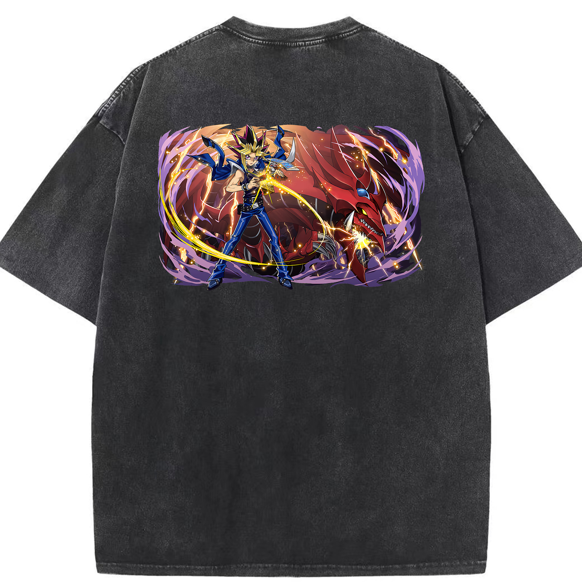 （画像用） 遊☆戯☆王 Yu-Gi-Oh! 綿100% ヴィンテージ風 半袖Tシャツ（背面プリント）