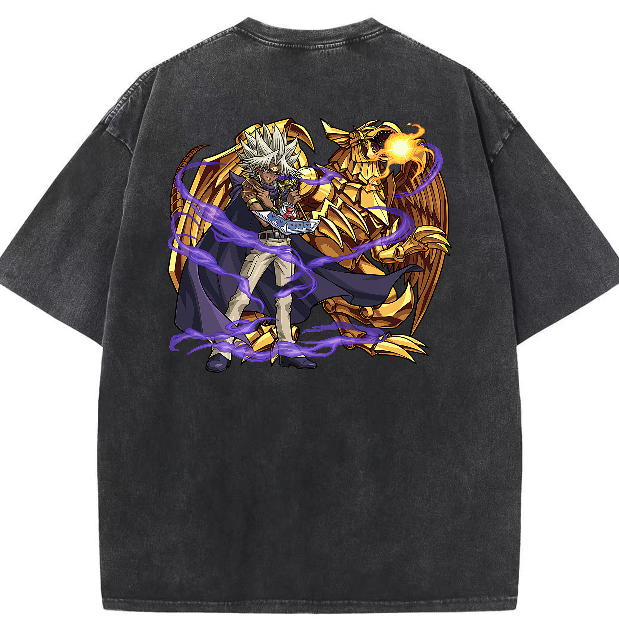 （画像用） 遊☆戯☆王 Yu-Gi-Oh! 綿100% ヴィンテージ風 半袖Tシャツ（背面プリント）
