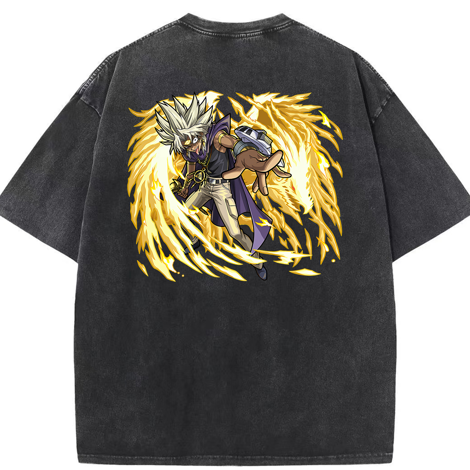 （画像用） 遊☆戯☆王 Yu-Gi-Oh! 綿100% ヴィンテージ風 半袖Tシャツ（背面プリント）