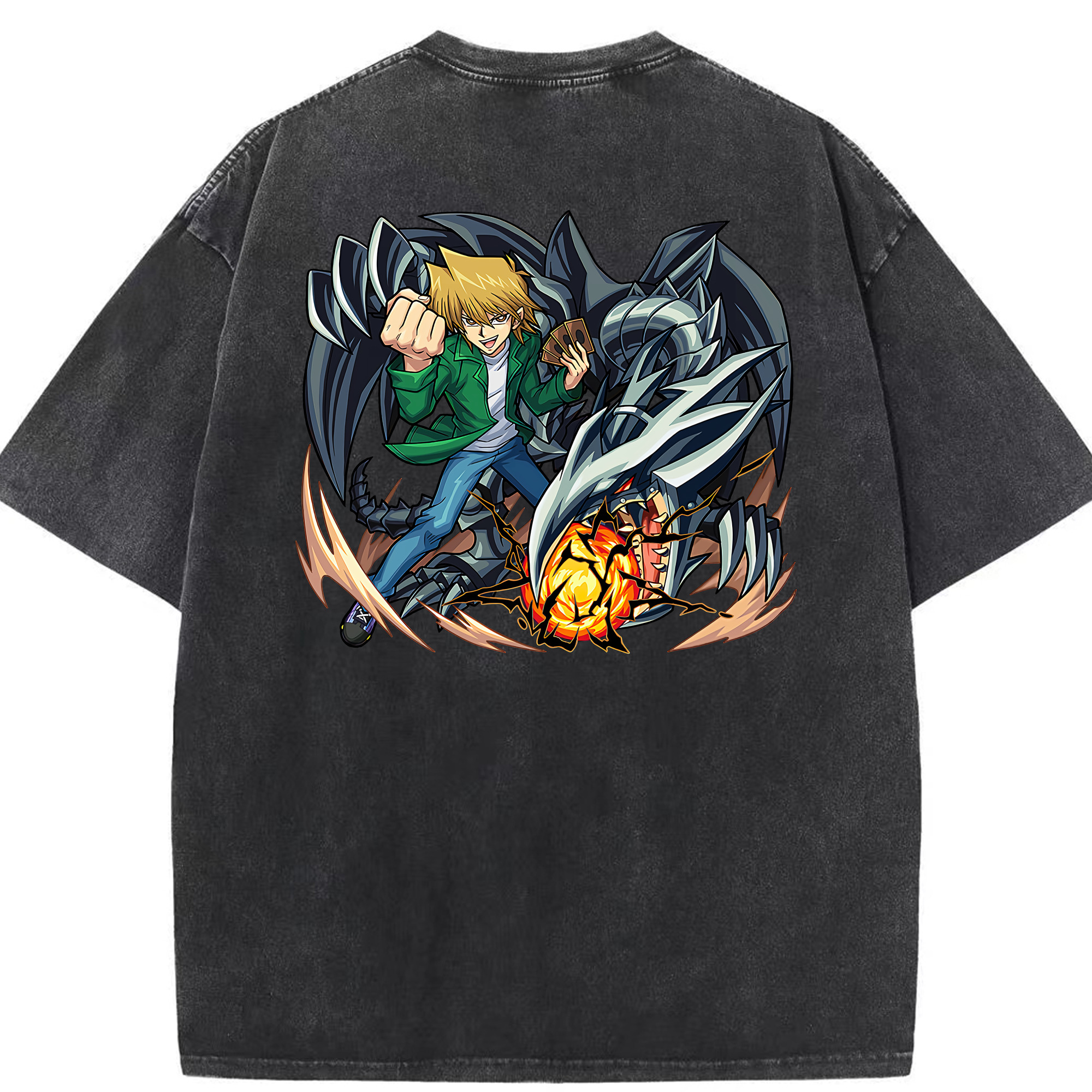 （画像用） 遊☆戯☆王 Yu-Gi-Oh! 綿100% ヴィンテージ風 半袖Tシャツ（背面プリント）