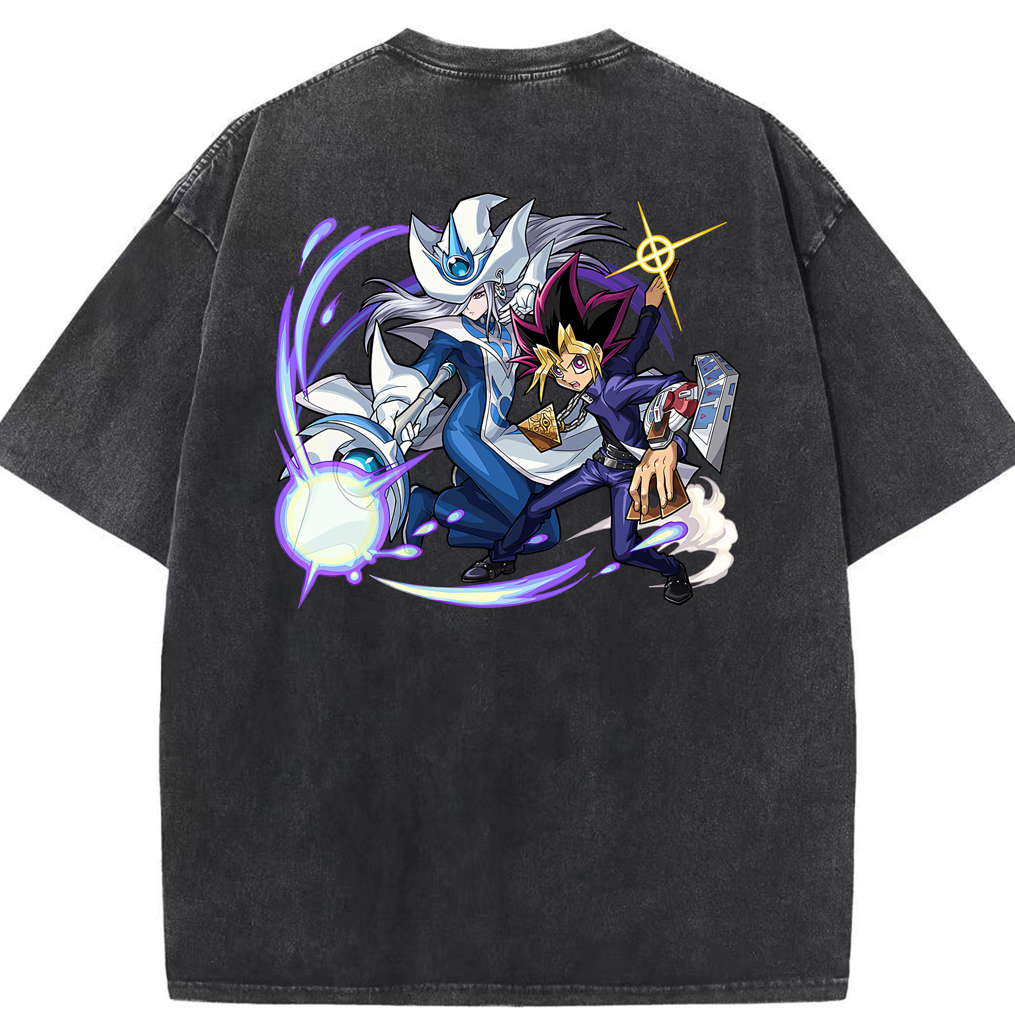 （画像用） 遊☆戯☆王 Yu-Gi-Oh! 綿100% ヴィンテージ風 半袖Tシャツ（背面プリント）