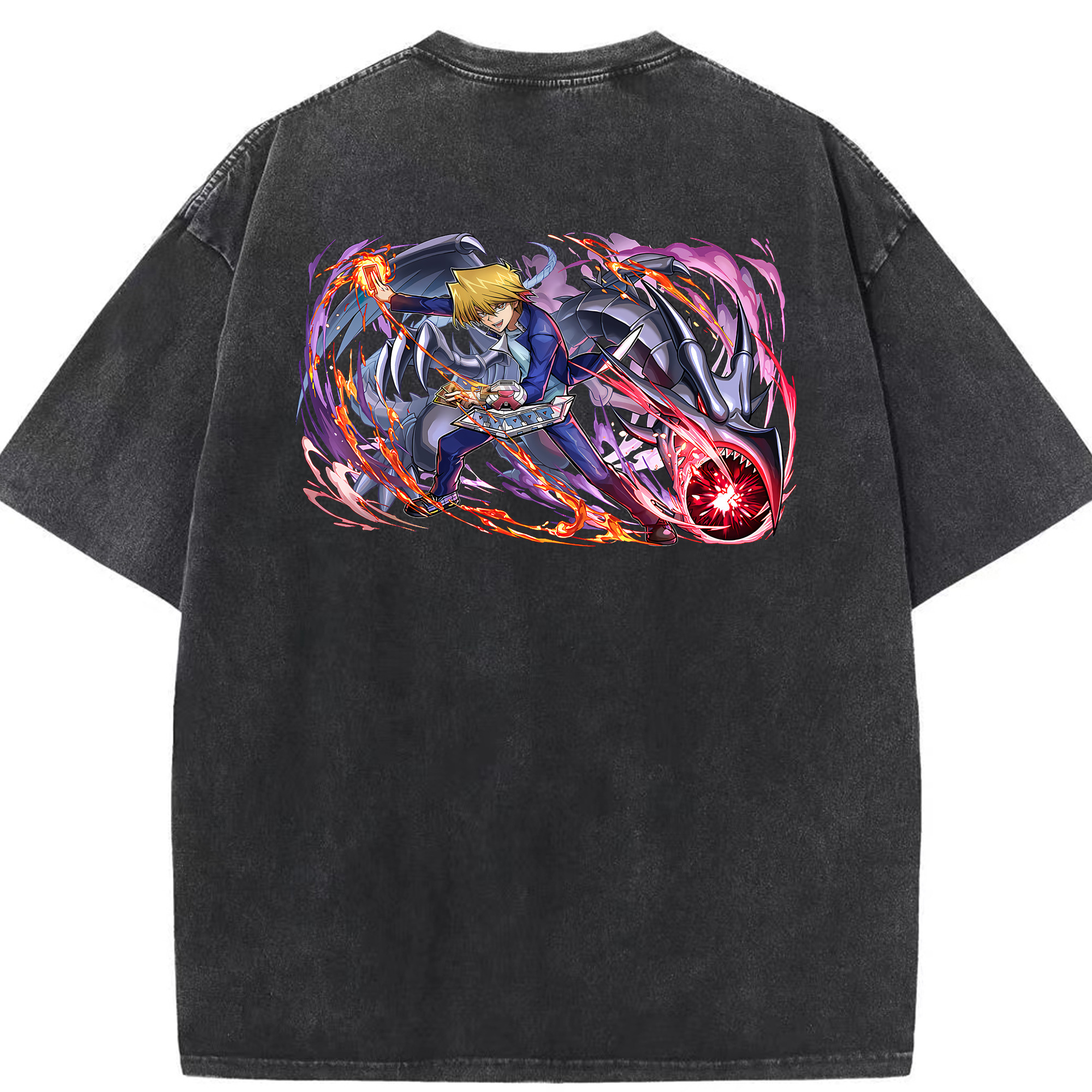 （画像用） 遊☆戯☆王 Yu-Gi-Oh! 綿100% ヴィンテージ風 半袖Tシャツ（背面プリント）