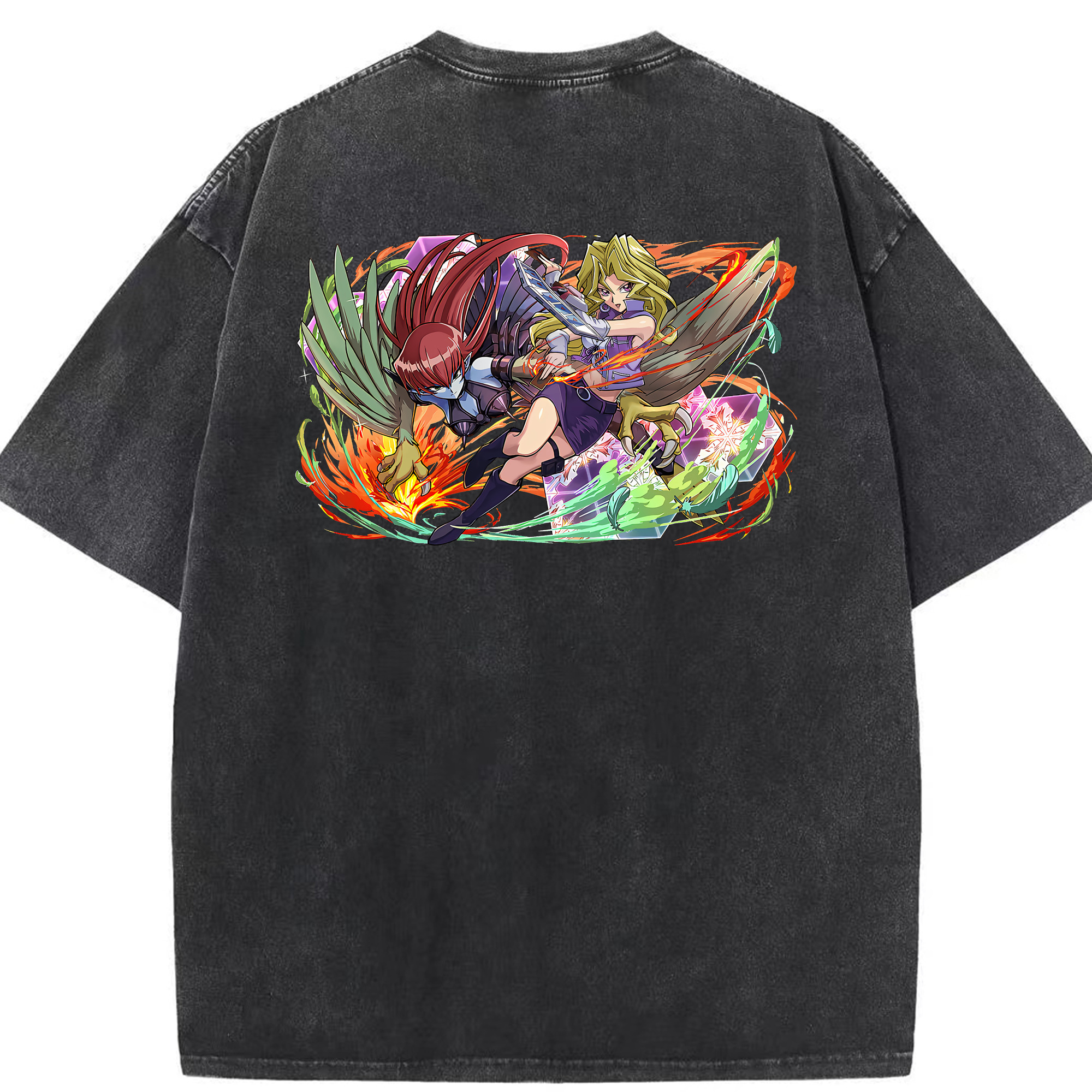 （画像用） 遊☆戯☆王 Yu-Gi-Oh! 綿100% ヴィンテージ風 半袖Tシャツ（背面プリント）