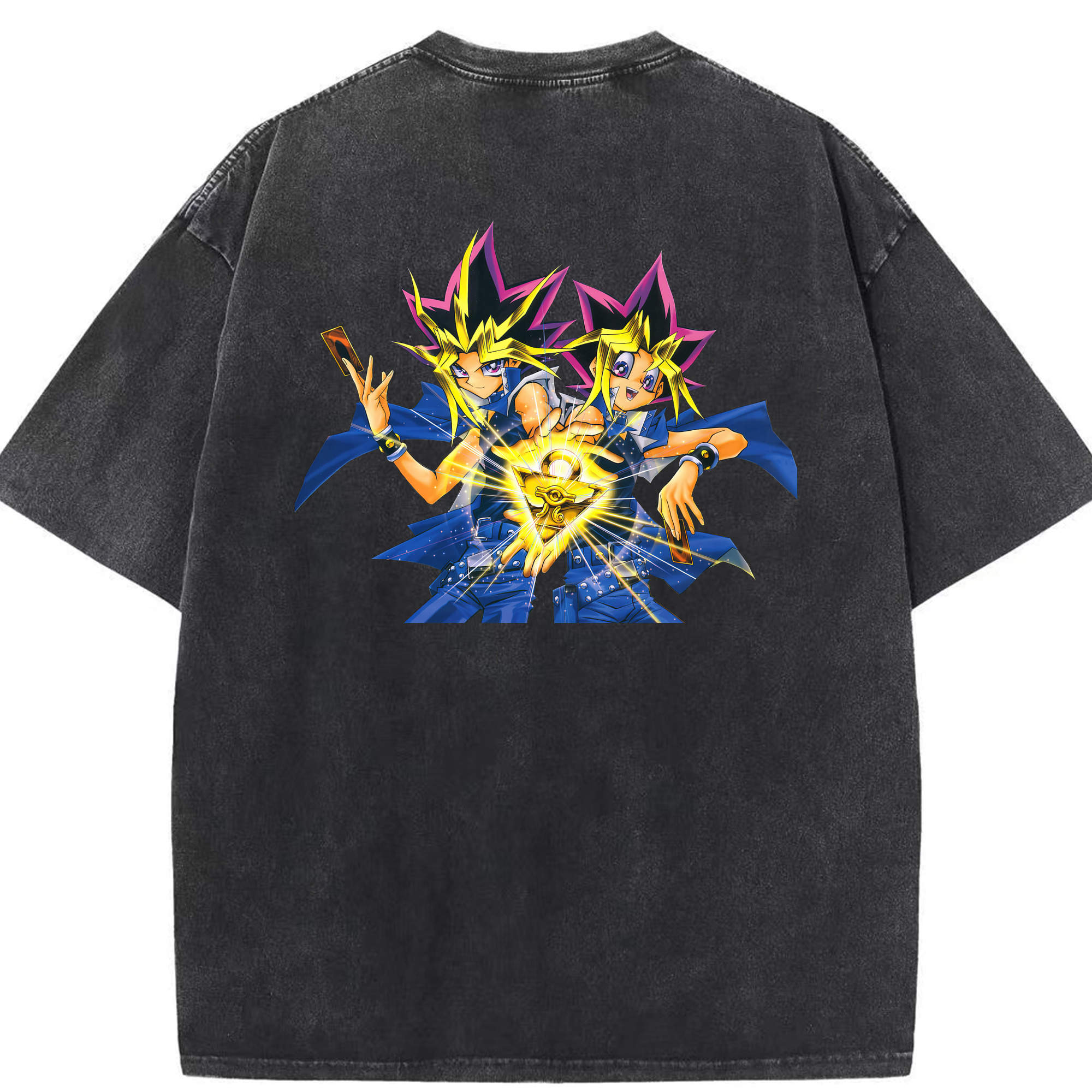 （画像用） 遊☆戯☆王 Yu-Gi-Oh! 綿100% ヴィンテージ風 半袖Tシャツ（背面プリント）