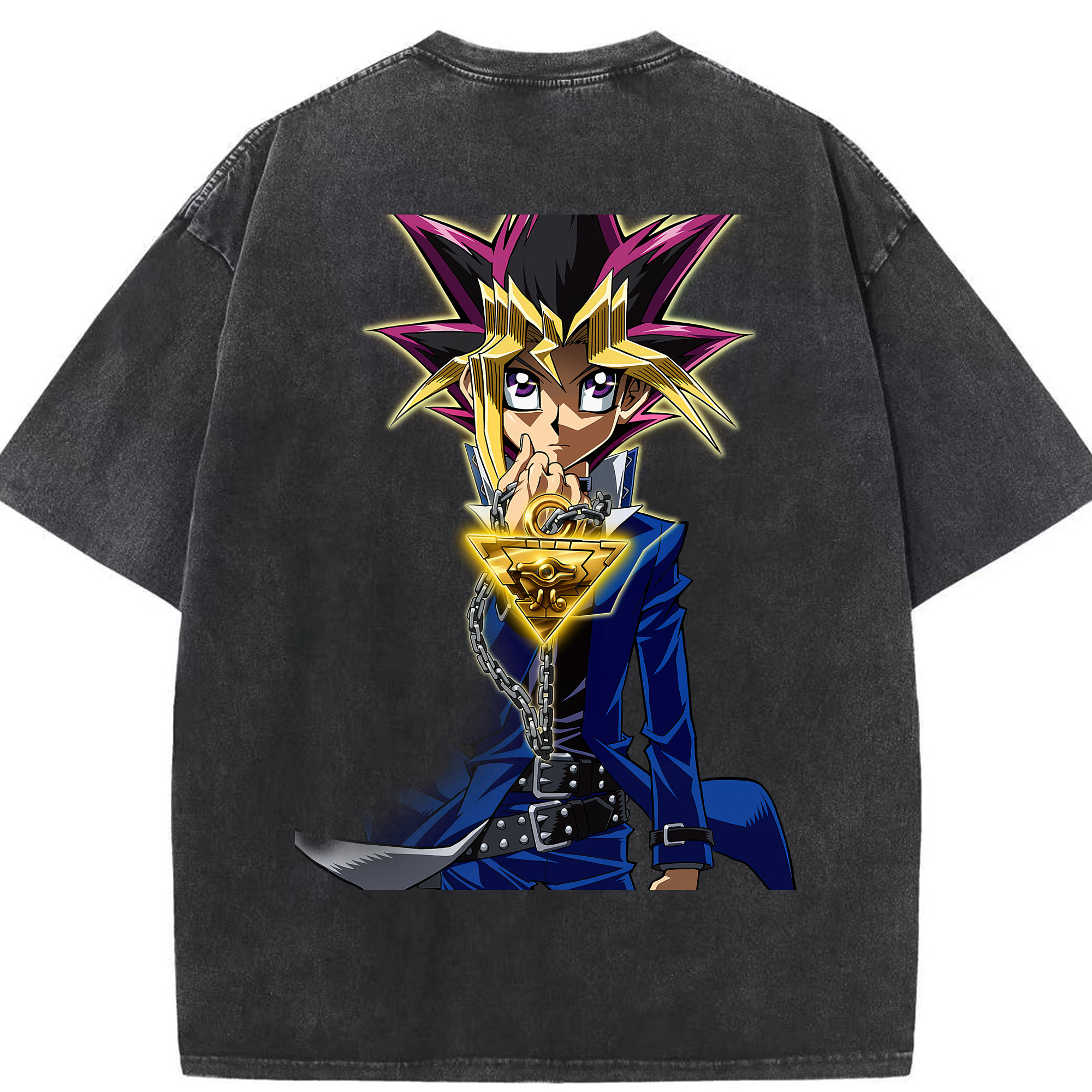 （画像用） 遊☆戯☆王 Yu-Gi-Oh! 綿100% ヴィンテージ風 半袖Tシャツ（背面プリント）