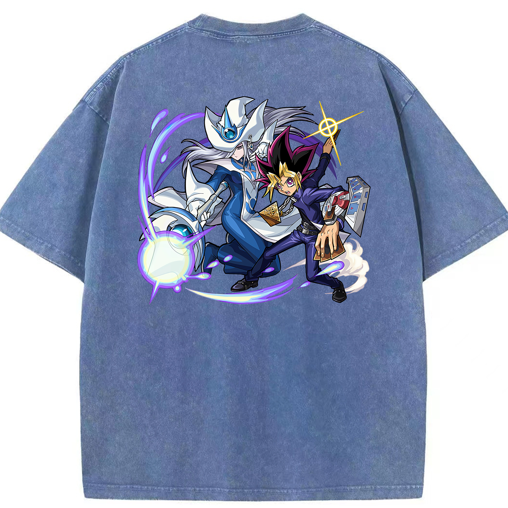 （画像用） 遊☆戯☆王 Yu-Gi-Oh! 綿100% ヴィンテージ風 半袖Tシャツ（背面プリント）