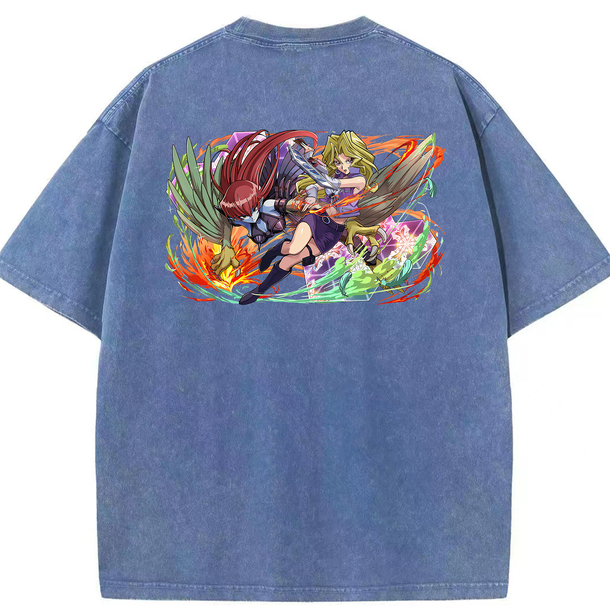 （画像用） 遊☆戯☆王 Yu-Gi-Oh! 綿100% ヴィンテージ風 半袖Tシャツ（背面プリント）