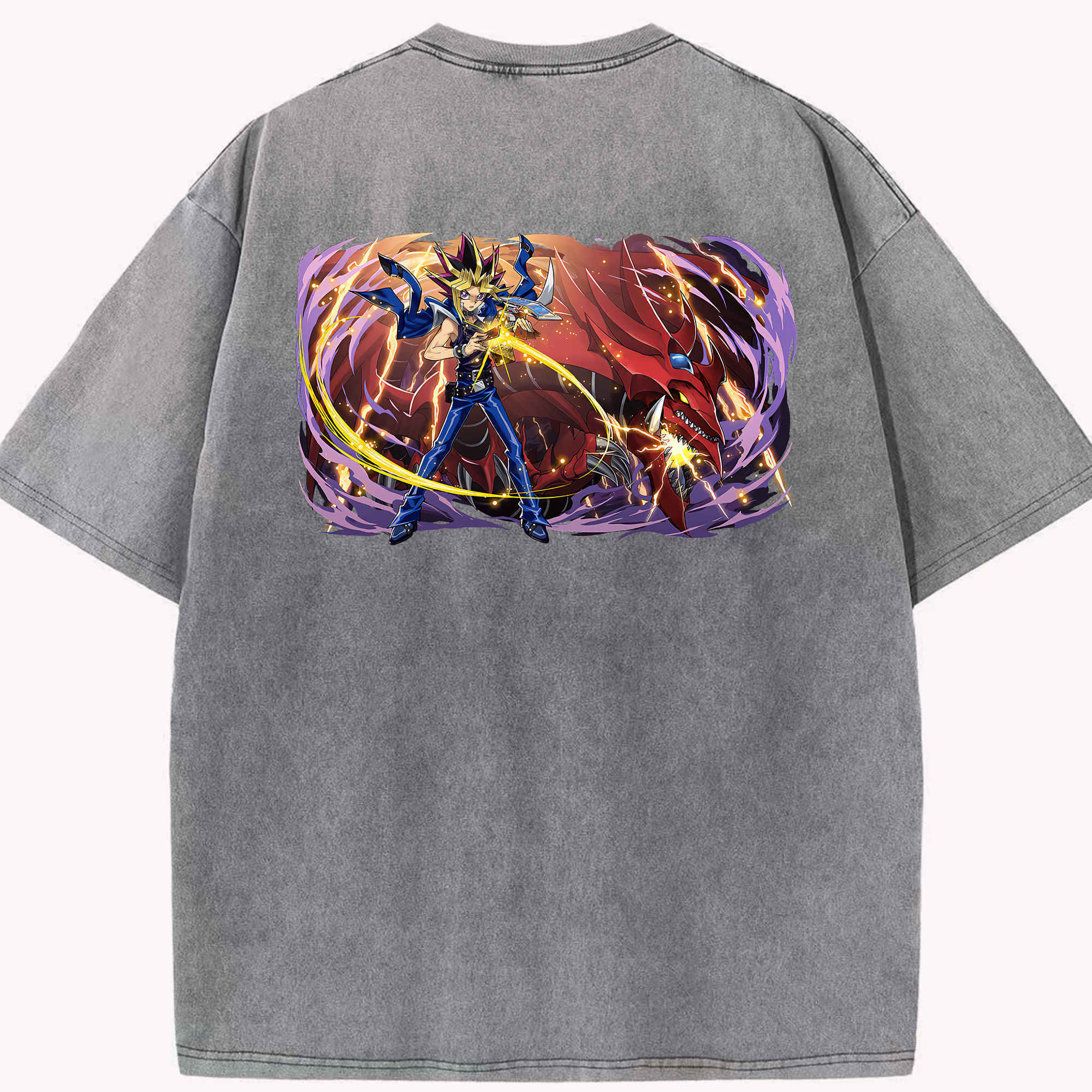 （画像用） 遊☆戯☆王 Yu-Gi-Oh! 綿100% ヴィンテージ風 半袖Tシャツ（背面プリント）