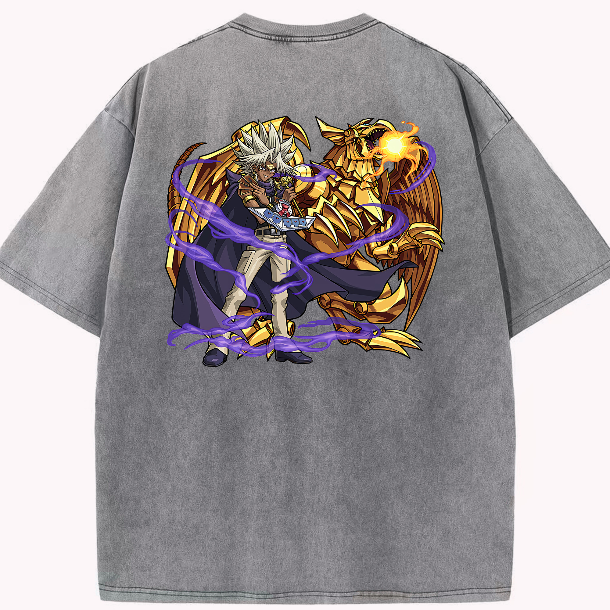 （画像用） 遊☆戯☆王 Yu-Gi-Oh! 綿100% ヴィンテージ風 半袖Tシャツ（背面プリント）