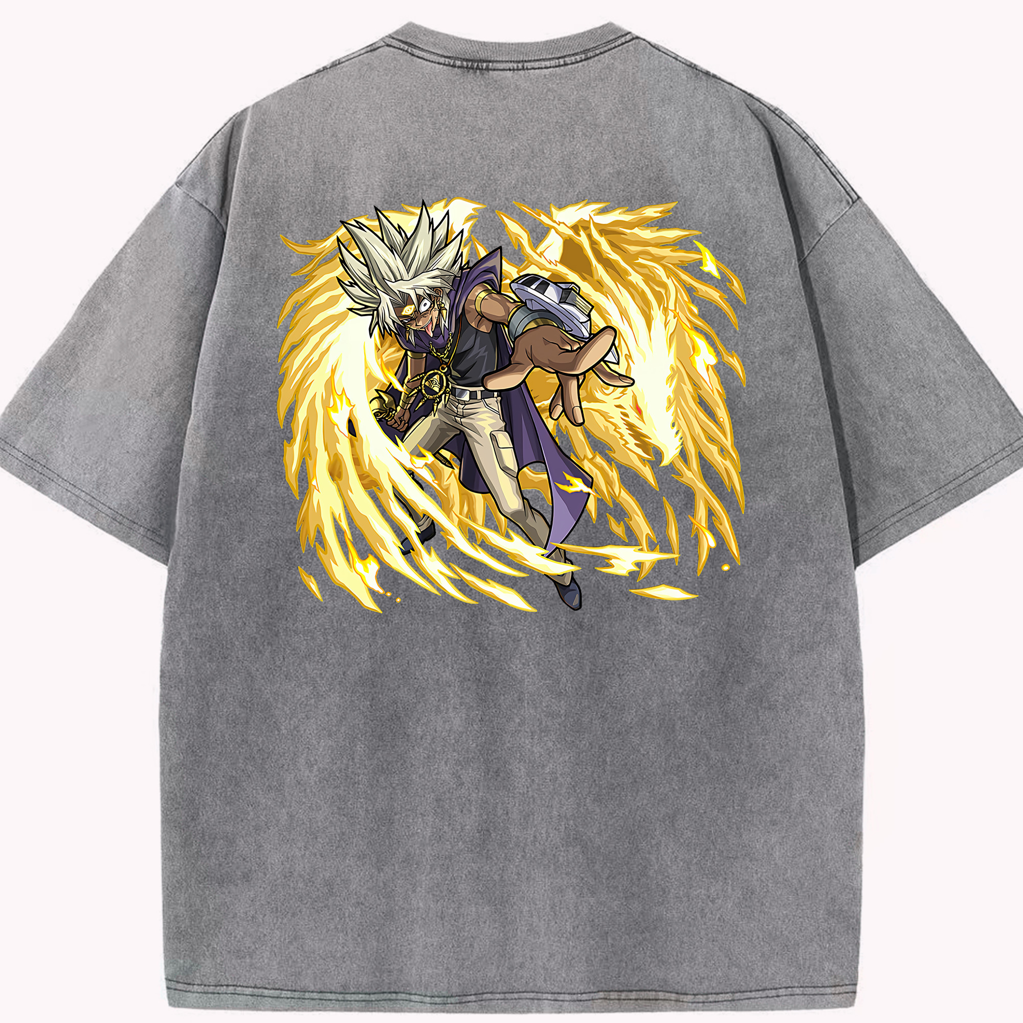 （画像用） 遊☆戯☆王 Yu-Gi-Oh! 綿100% ヴィンテージ風 半袖Tシャツ（背面プリント）