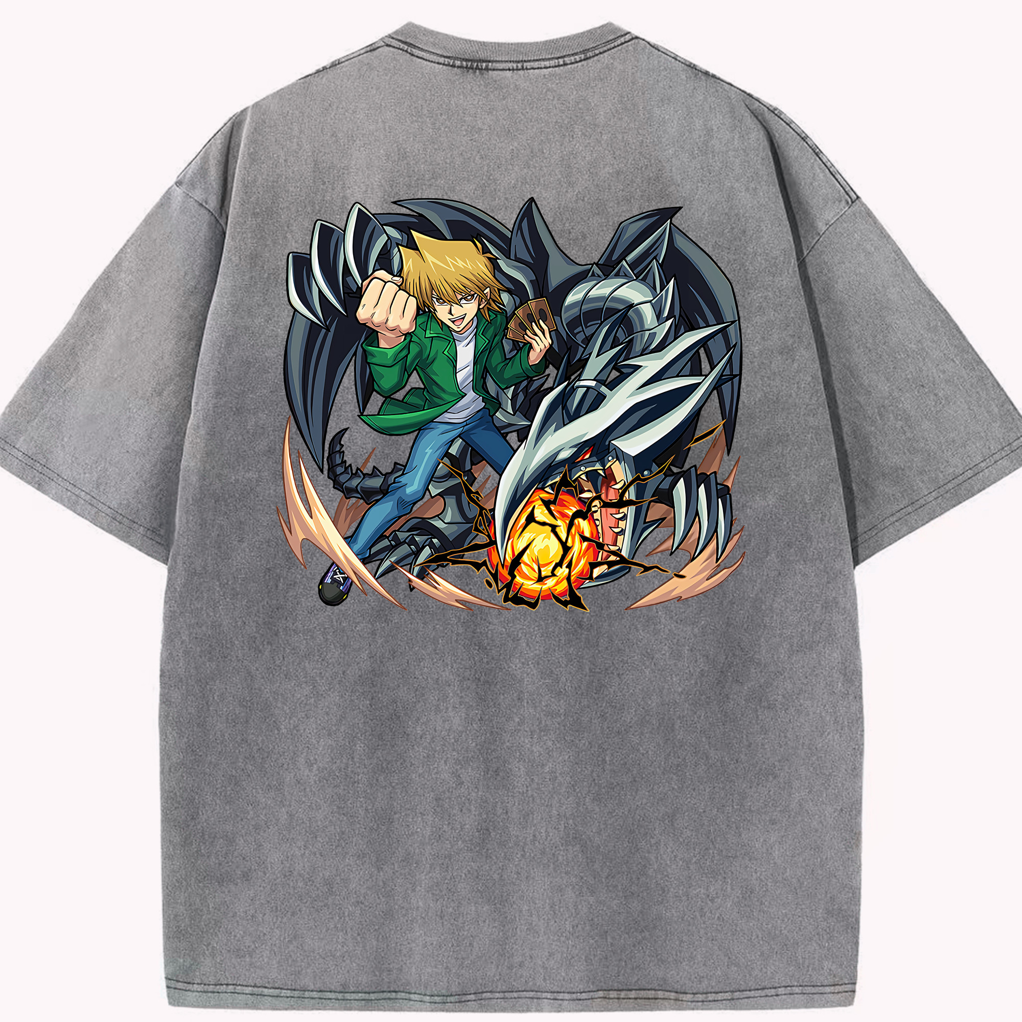 （画像用） 遊☆戯☆王 Yu-Gi-Oh! 綿100% ヴィンテージ風 半袖Tシャツ（背面プリント）