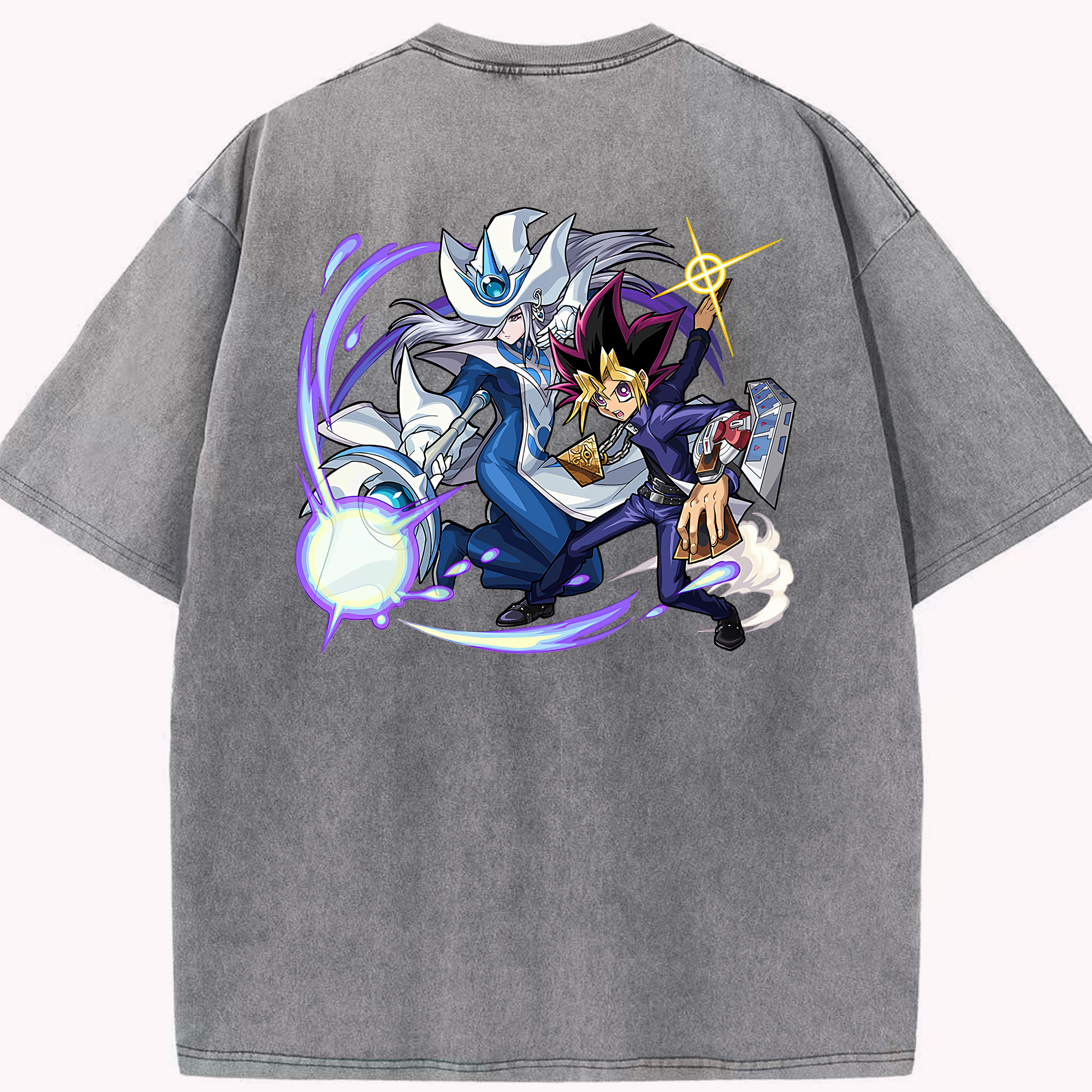 （画像用） 遊☆戯☆王 Yu-Gi-Oh! 綿100% ヴィンテージ風 半袖Tシャツ（背面プリント）