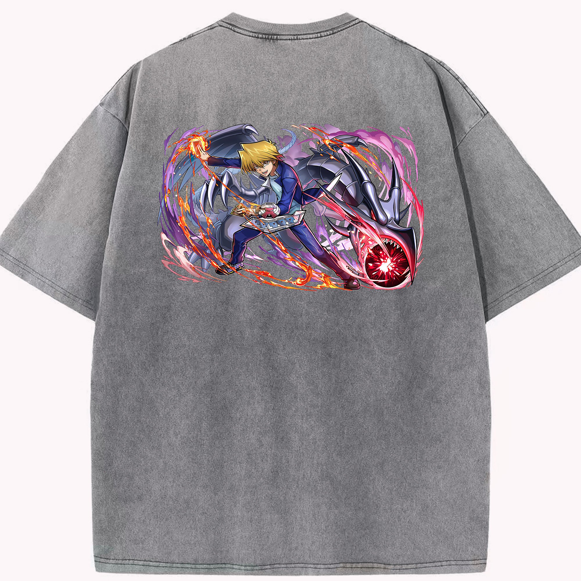 （画像用） 遊☆戯☆王 Yu-Gi-Oh! 綿100% ヴィンテージ風 半袖Tシャツ（背面プリント）