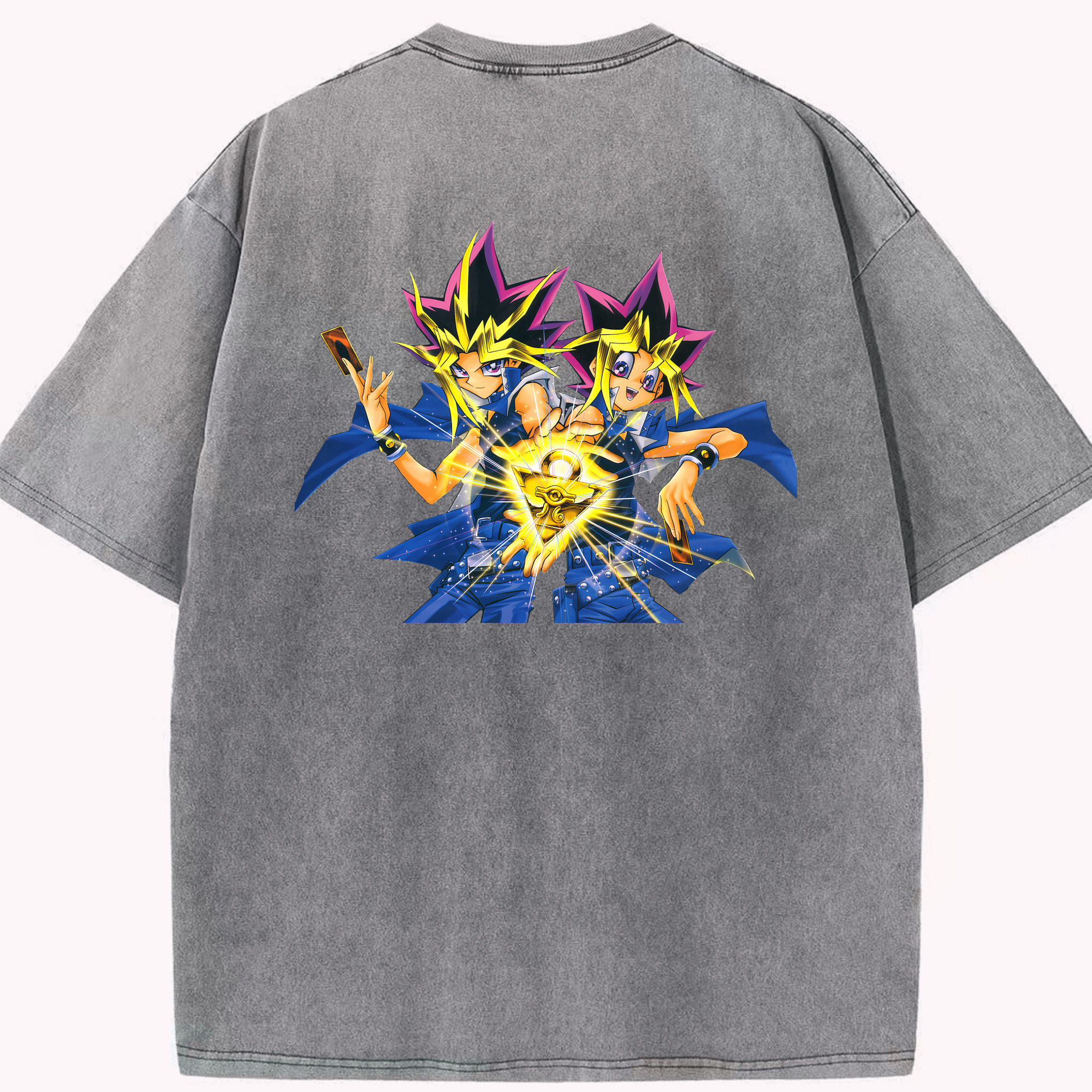 （画像用） 遊☆戯☆王 Yu-Gi-Oh! 綿100% ヴィンテージ風 半袖Tシャツ（背面プリント）