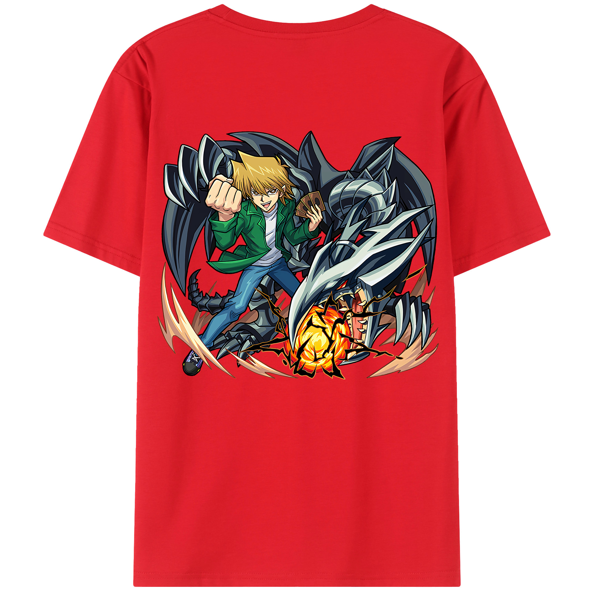 （画像用） 遊☆戯☆王 Yu-Gi-Oh! 綿100％ メンズ半袖Tシャツ（バックプリント） 通気性