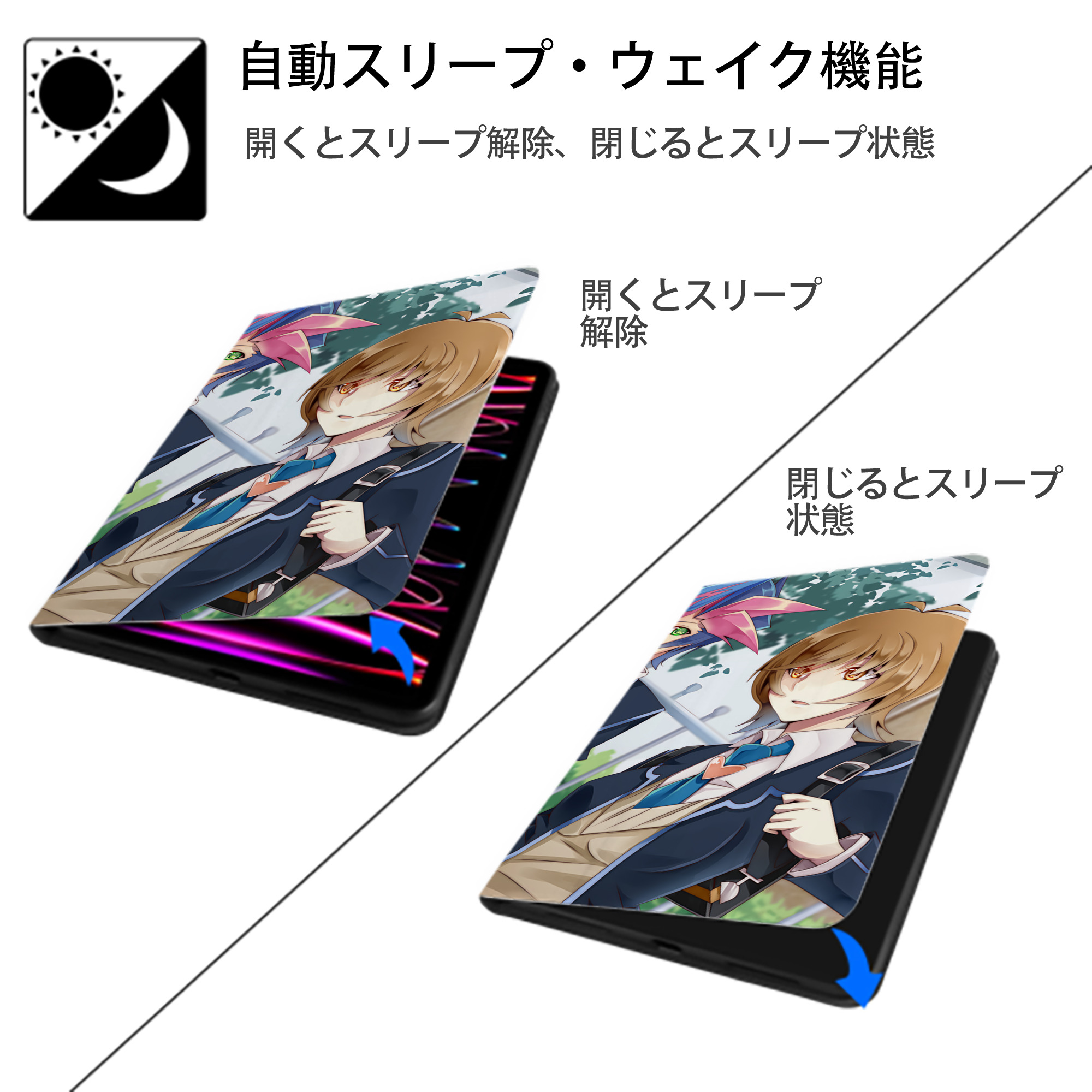 遊☆戯☆王 Yu-Gi-Oh! IPad ケース ブック型 PUレザー TPU 耐衝撃 軽量 薄型 ペン収納なし 全面保護 IPad 各モデル対応