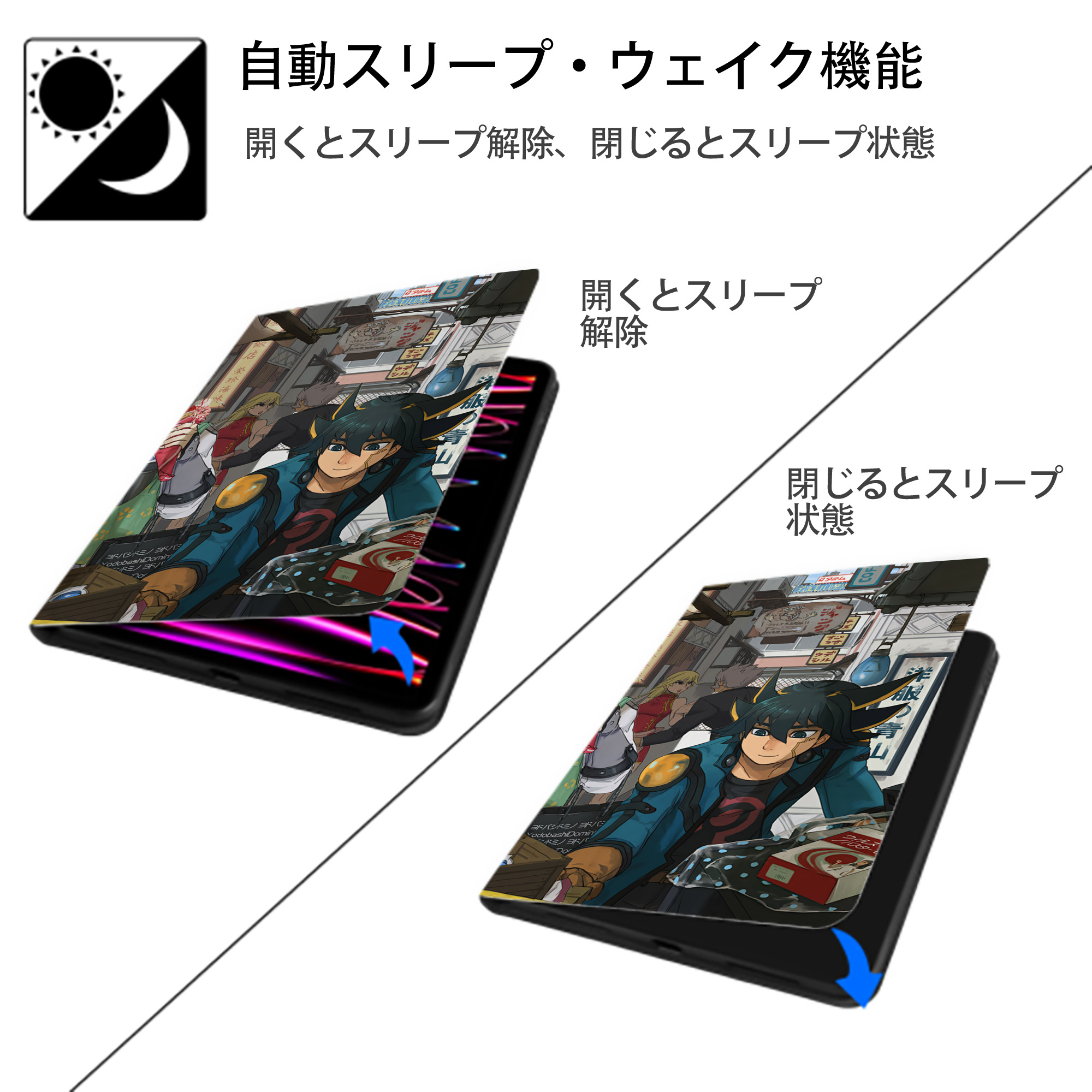 遊☆戯☆王 Yu-Gi-Oh! IPad ケース ブック型 PUレザー TPU 耐衝撃 軽量 薄型 ペン収納なし 全面保護 IPad 各モデル対応
