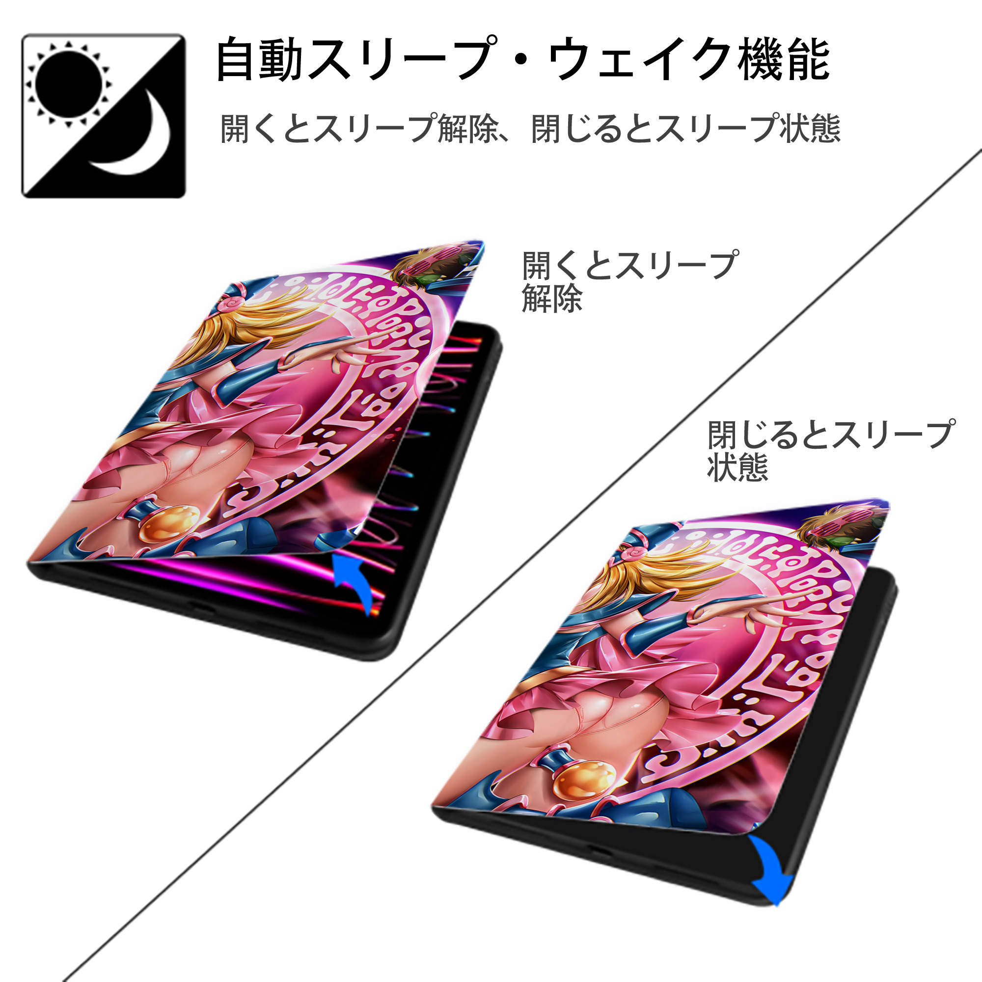 遊☆戯☆王 Yu-Gi-Oh! IPad ケース ブック型 PUレザー TPU 耐衝撃 軽量 薄型 ペン収納なし 全面保護 IPad 各モデル対応