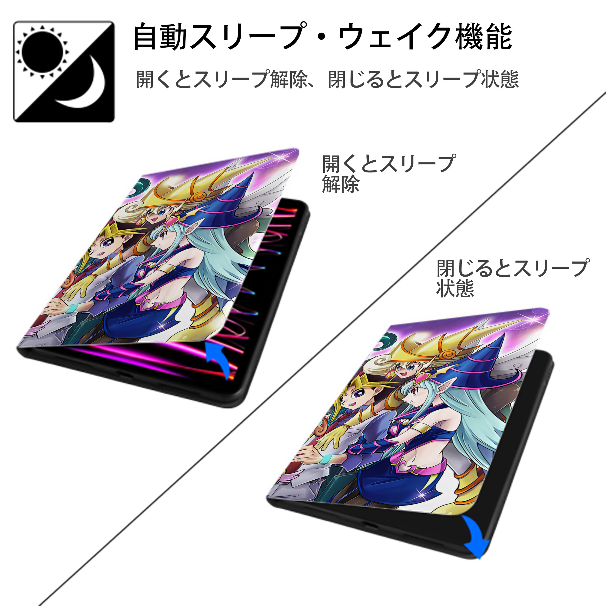 遊☆戯☆王 Yu-Gi-Oh! IPad ケース ブック型 PUレザー TPU 耐衝撃 軽量 薄型 ペン収納なし 全面保護 IPad 各モデル対応