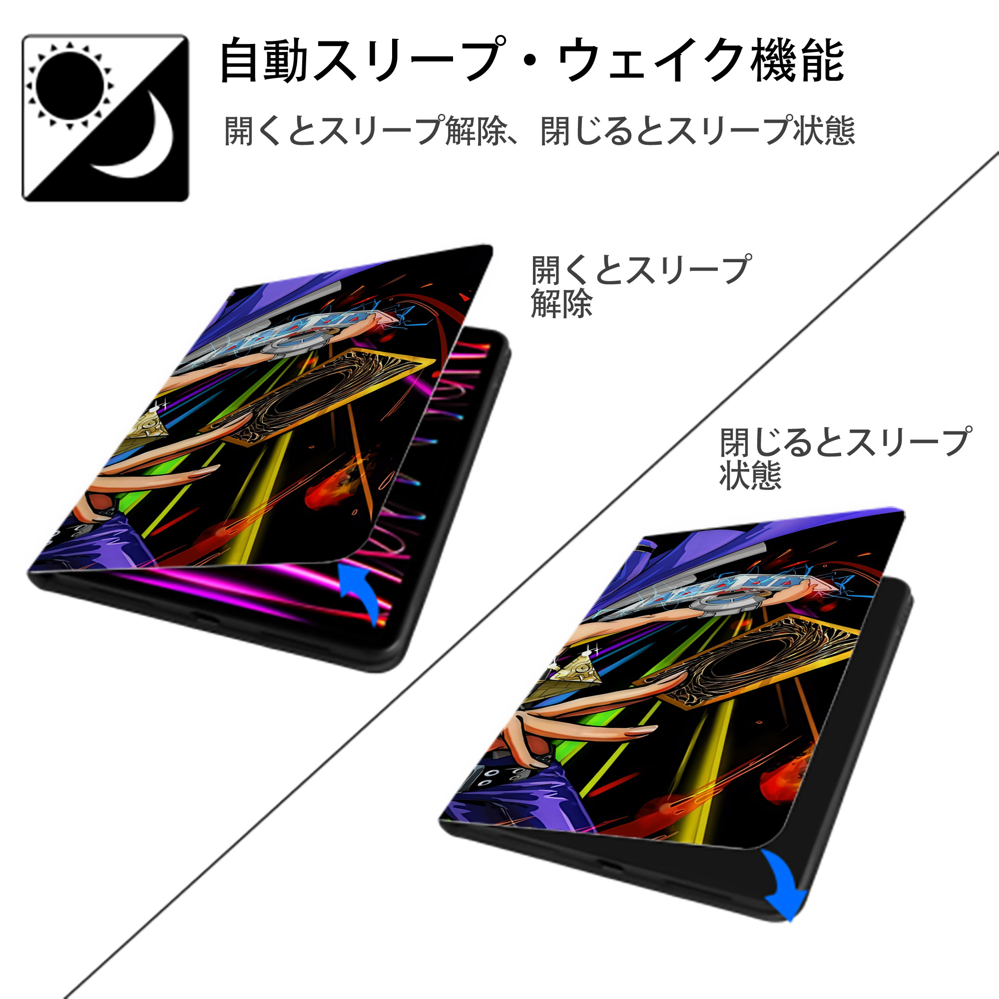 遊☆戯☆王 Yu-Gi-Oh! IPad ケース ブック型 PUレザー TPU 耐衝撃 軽量 薄型 ペン収納なし 全面保護 IPad 各モデル対応