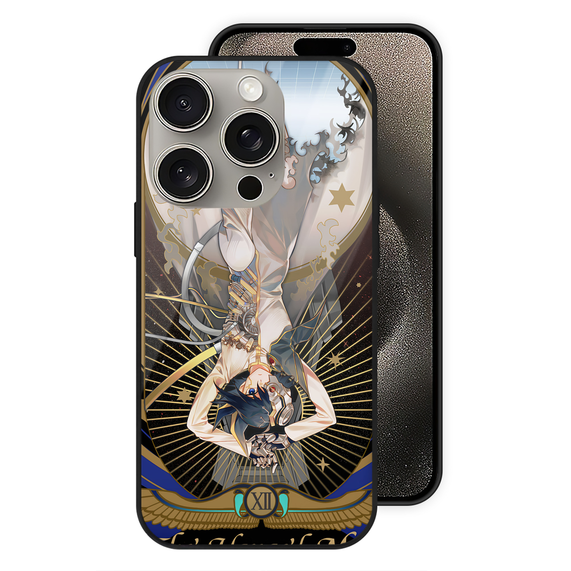 （画像用） 遊☆戯☆王 Yu-Gi-Oh! 【iPhone15Pro対応】スマホケース 耐衝撃＆黄変防止 背面ガラス