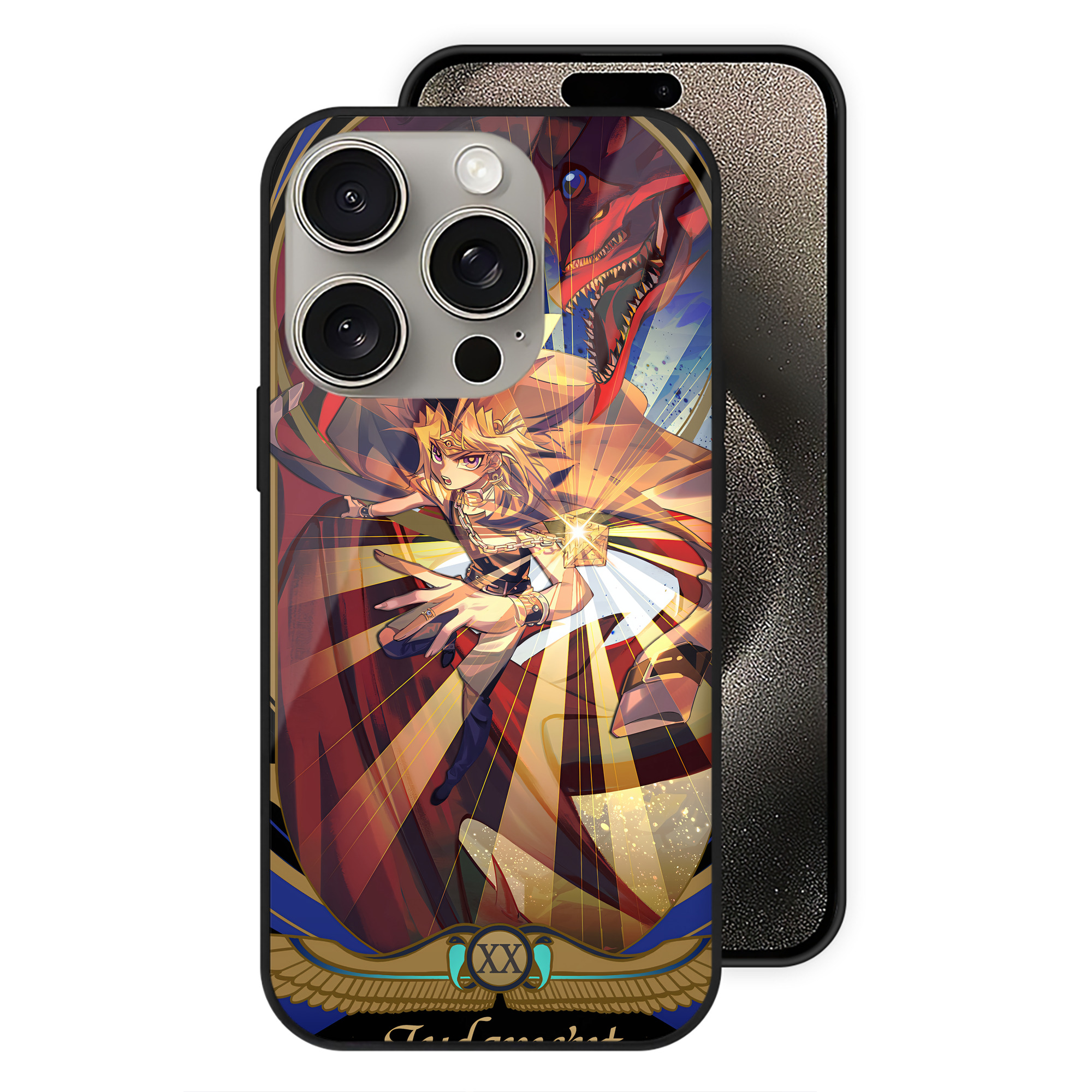 遊☆戯☆王 Yu-Gi-Oh! 【iPhone15Pro対応】スマホケース 耐衝撃＆黄変防止 背面ガラス
