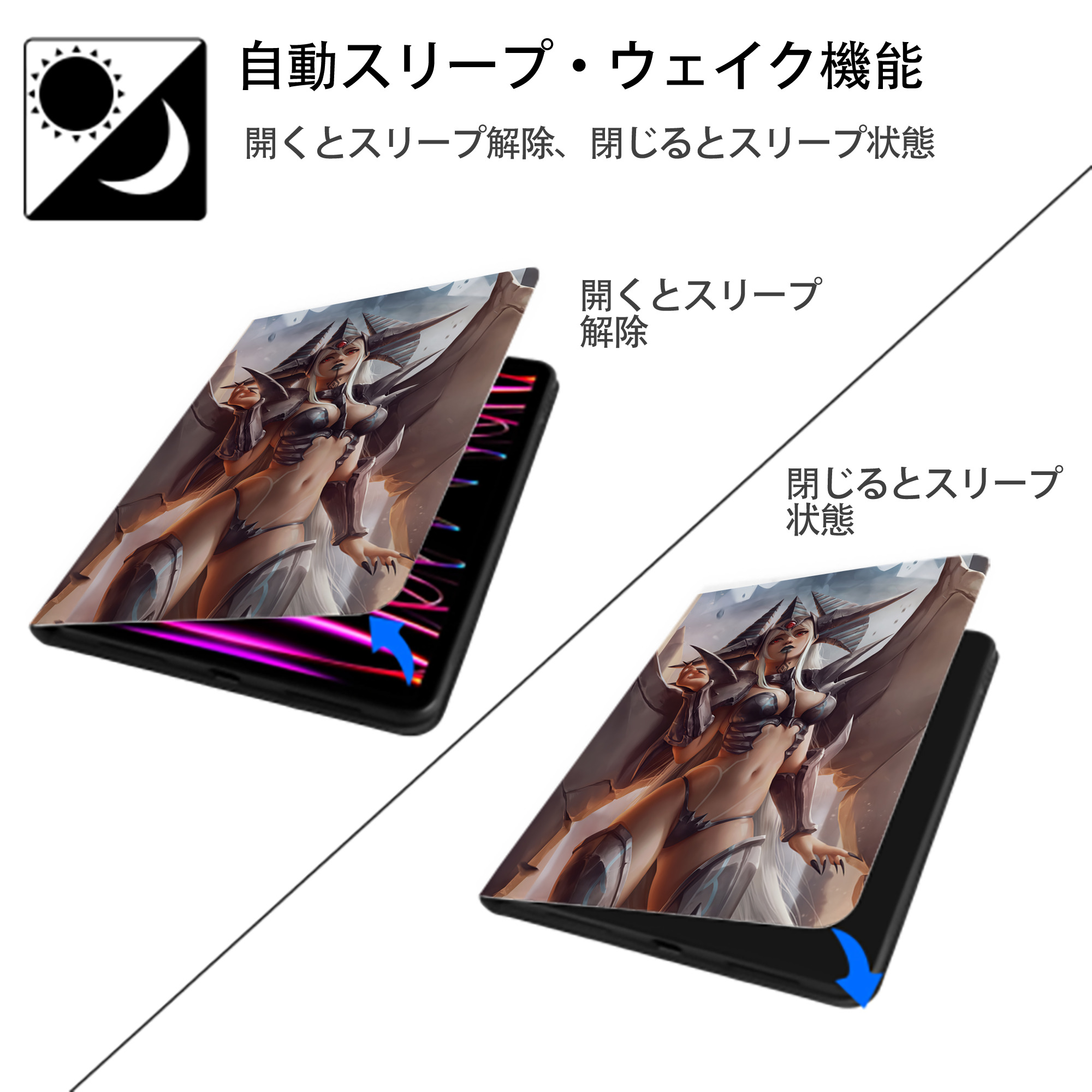 遊☆戯☆王 Yu-Gi-Oh! IPad ケース ペン収納付き 三つ折りスタンド PUレザー×シリコン 対応機種9.5/10.5/10.9インチ