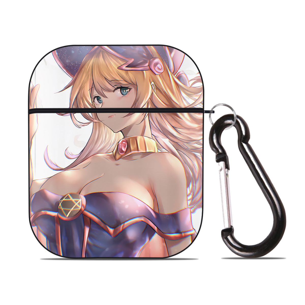 （画像用） 遊☆戯☆王 Yu-Gi-Oh! AirPods 第2世代保護ケース ハードシェル ブラック 耐衝撃・防指紋・カラビナ付き