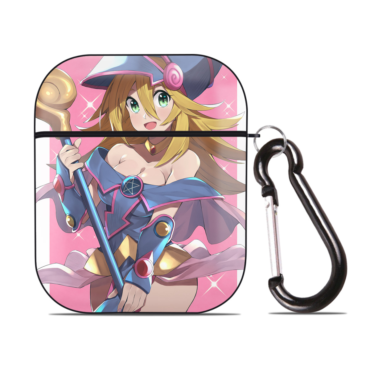 （画像用） 遊☆戯☆王 Yu-Gi-Oh! AirPods 第2世代保護ケース ハードシェル ブラック 耐衝撃・防指紋・カラビナ付き