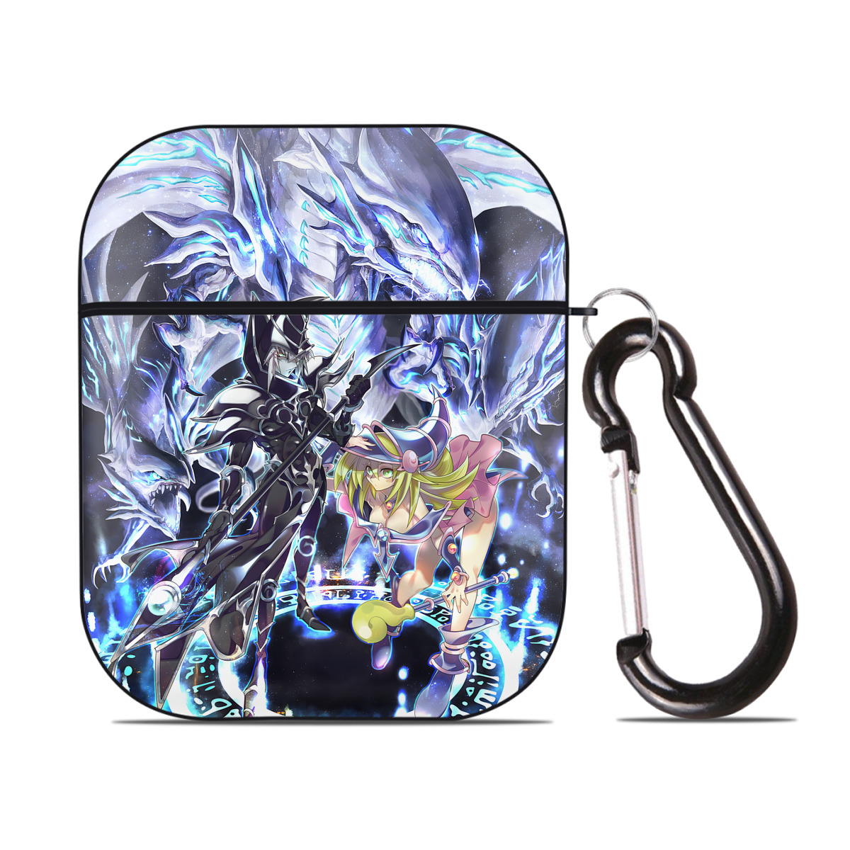 （画像用） 遊☆戯☆王 Yu-Gi-Oh! AirPods 第2世代保護ケース ハードシェル ブラック 耐衝撃・防指紋・カラビナ付き