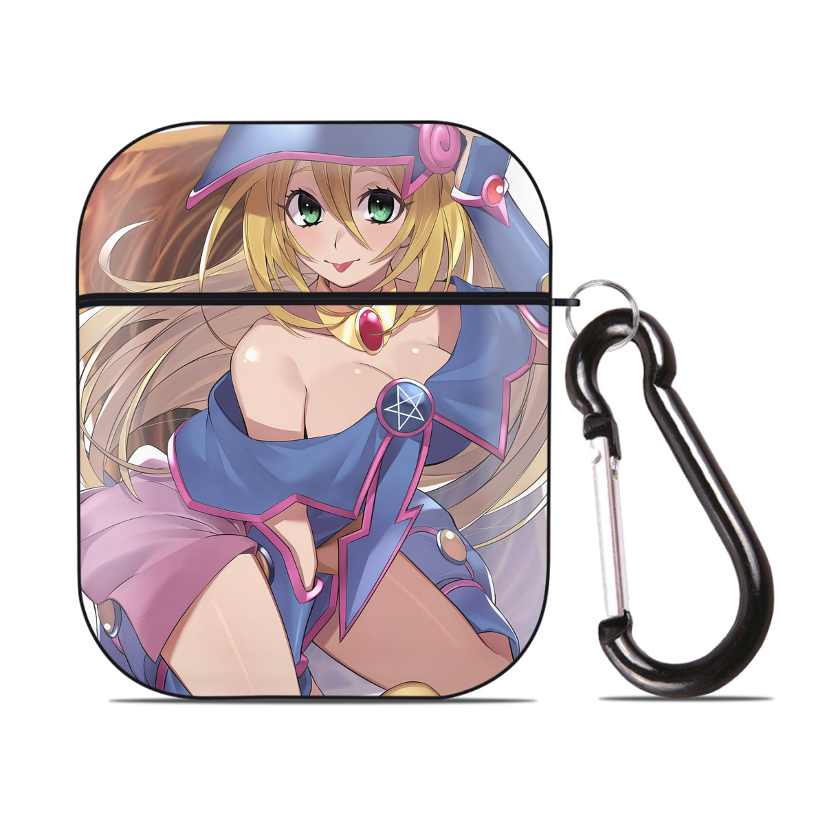 （画像用） 遊☆戯☆王 Yu-Gi-Oh! AirPods 第2世代保護ケース ハードシェル ブラック 耐衝撃・防指紋・カラビナ付き