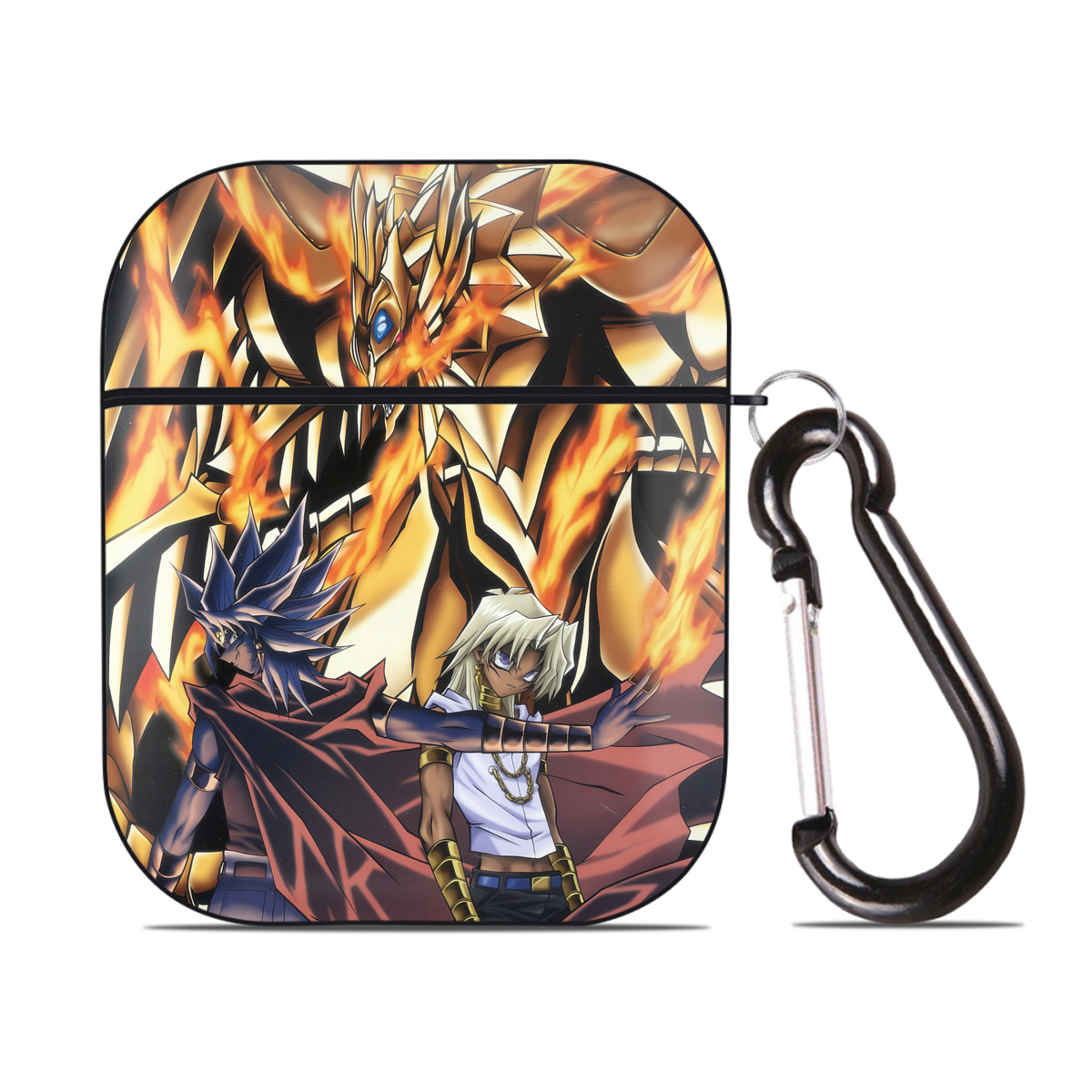 （画像用） 遊☆戯☆王 Yu-Gi-Oh! AirPods 第2世代保護ケース ハードシェル ブラック 耐衝撃・防指紋・カラビナ付き