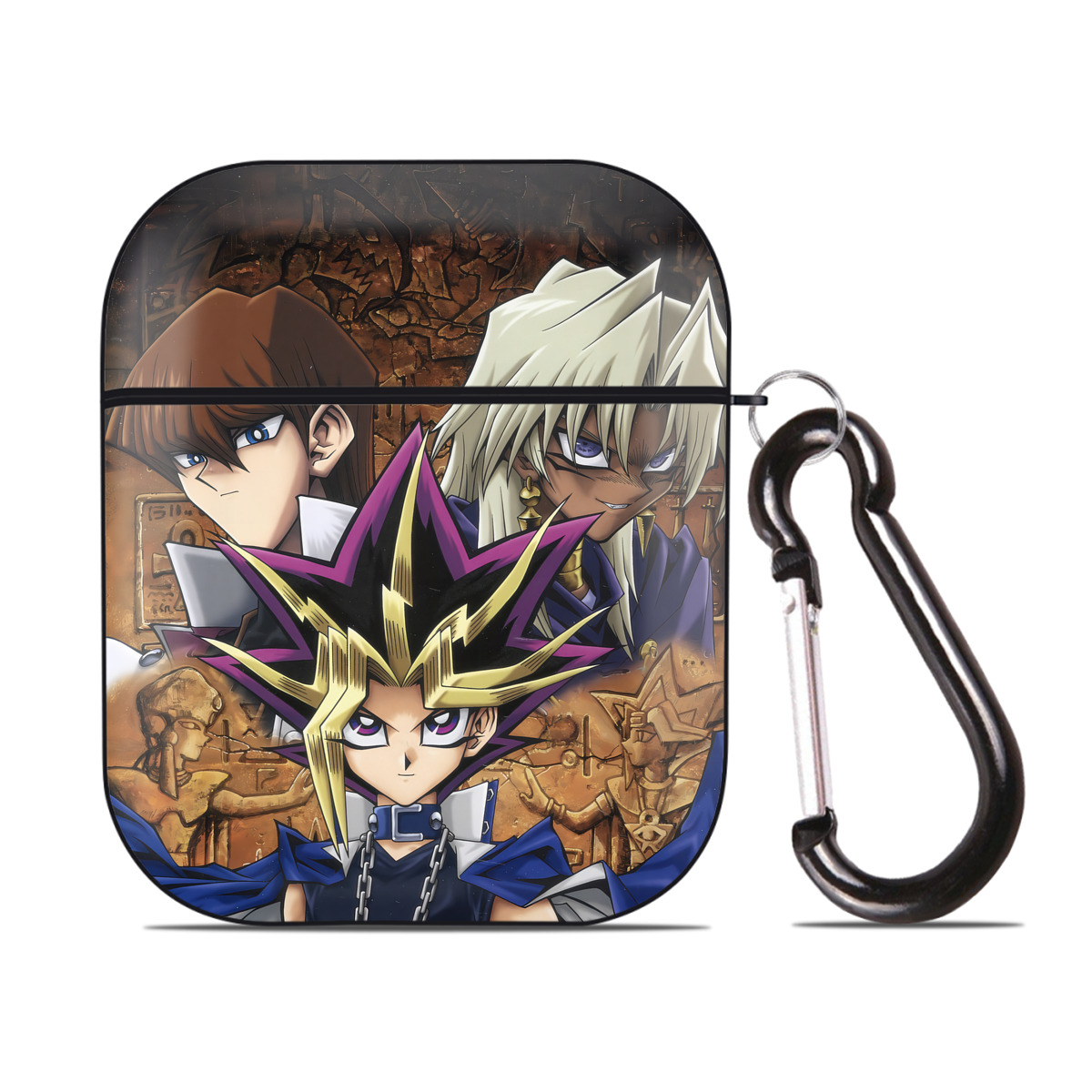 （画像用） 遊☆戯☆王 Yu-Gi-Oh! AirPods 第2世代保護ケース ハードシェル ブラック 耐衝撃・防指紋・カラビナ付き