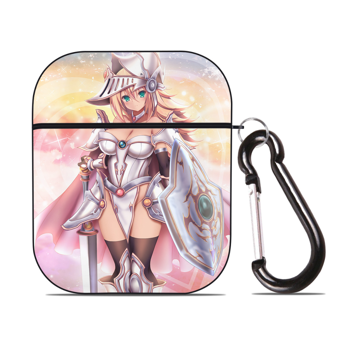 （画像用） 遊☆戯☆王 Yu-Gi-Oh! AirPods 第2世代保護ケース ハードシェル ブラック 耐衝撃・防指紋・カラビナ付き