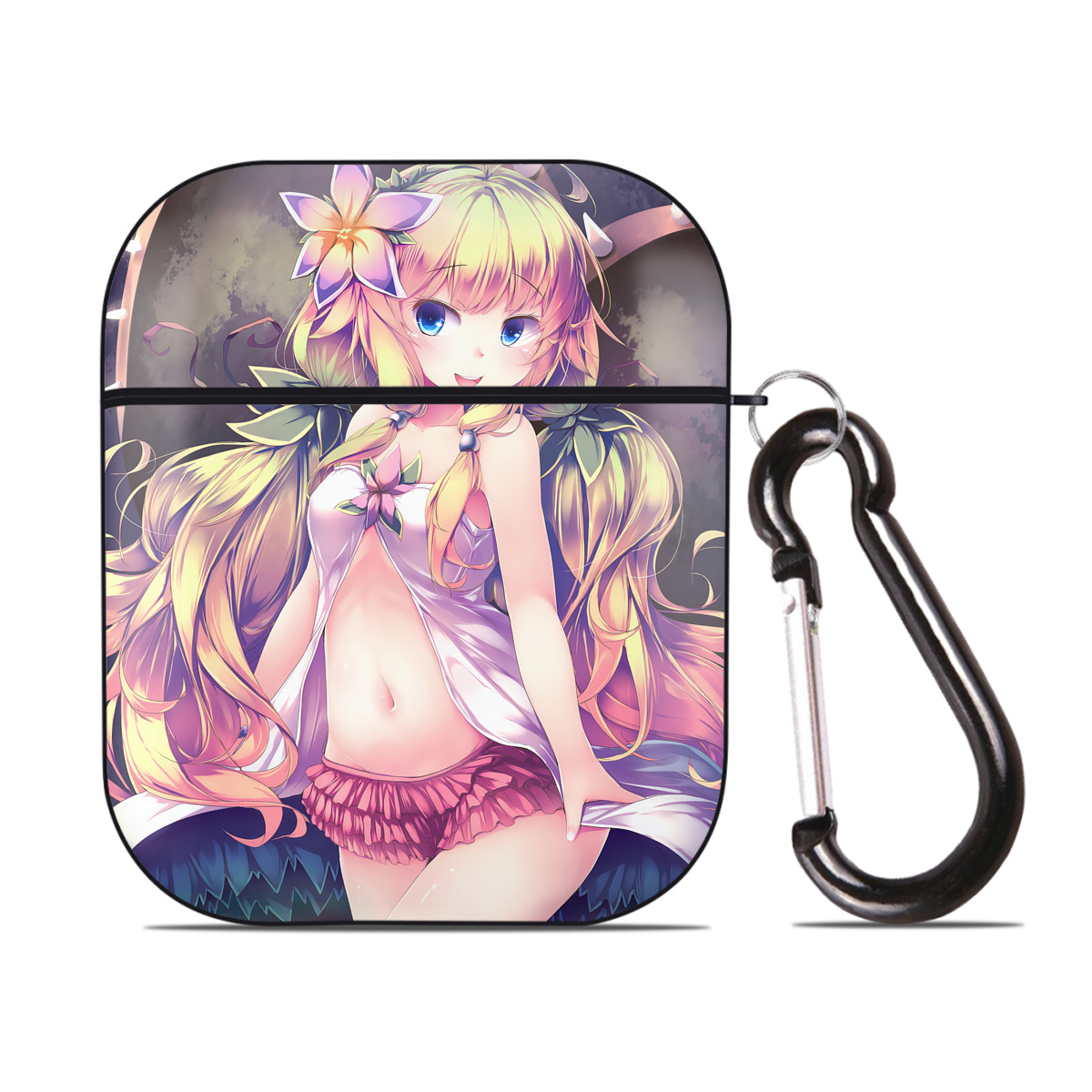 （画像用） 遊☆戯☆王 Yu-Gi-Oh! AirPods 第2世代保護ケース ハードシェル ブラック 耐衝撃・防指紋・カラビナ付き