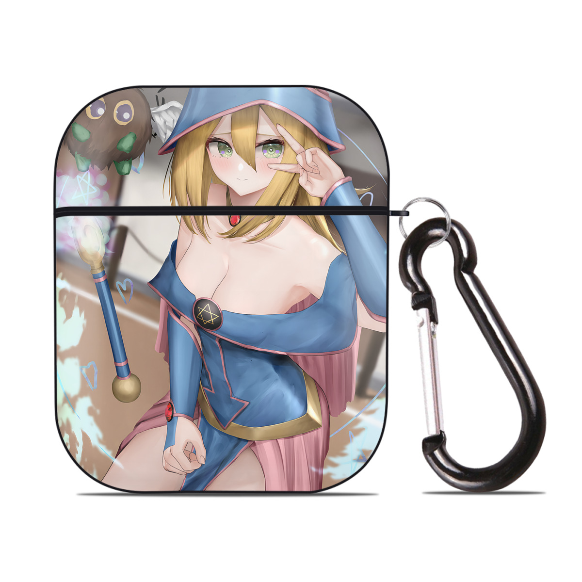 （画像用） 遊☆戯☆王 Yu-Gi-Oh! AirPods 第2世代保護ケース ハードシェル ブラック 耐衝撃・防指紋・カラビナ付き