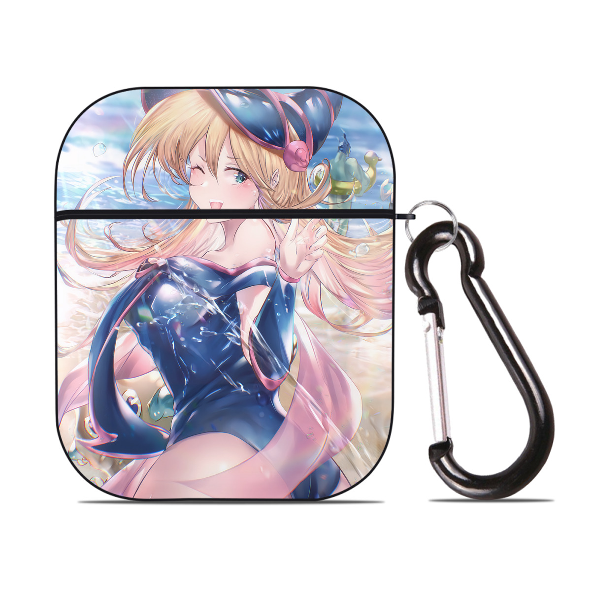 （画像用） 遊☆戯☆王 Yu-Gi-Oh! AirPods 第2世代保護ケース ハードシェル ブラック 耐衝撃・防指紋・カラビナ付き
