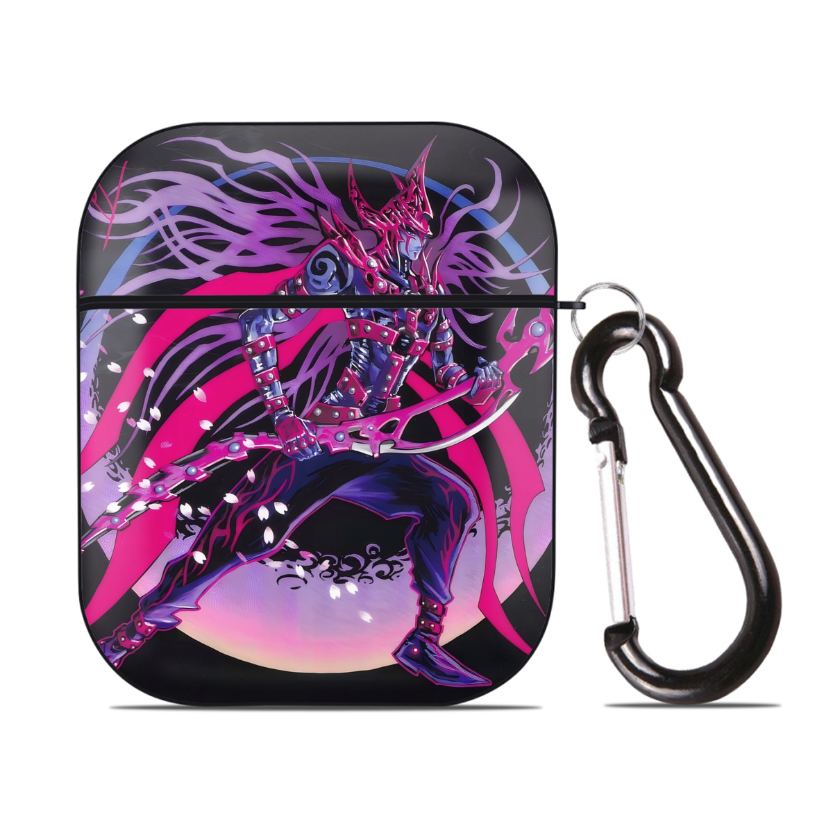 （画像用） 遊☆戯☆王 Yu-Gi-Oh! AirPods 第2世代保護ケース ハードシェル ブラック 耐衝撃・防指紋・カラビナ付き