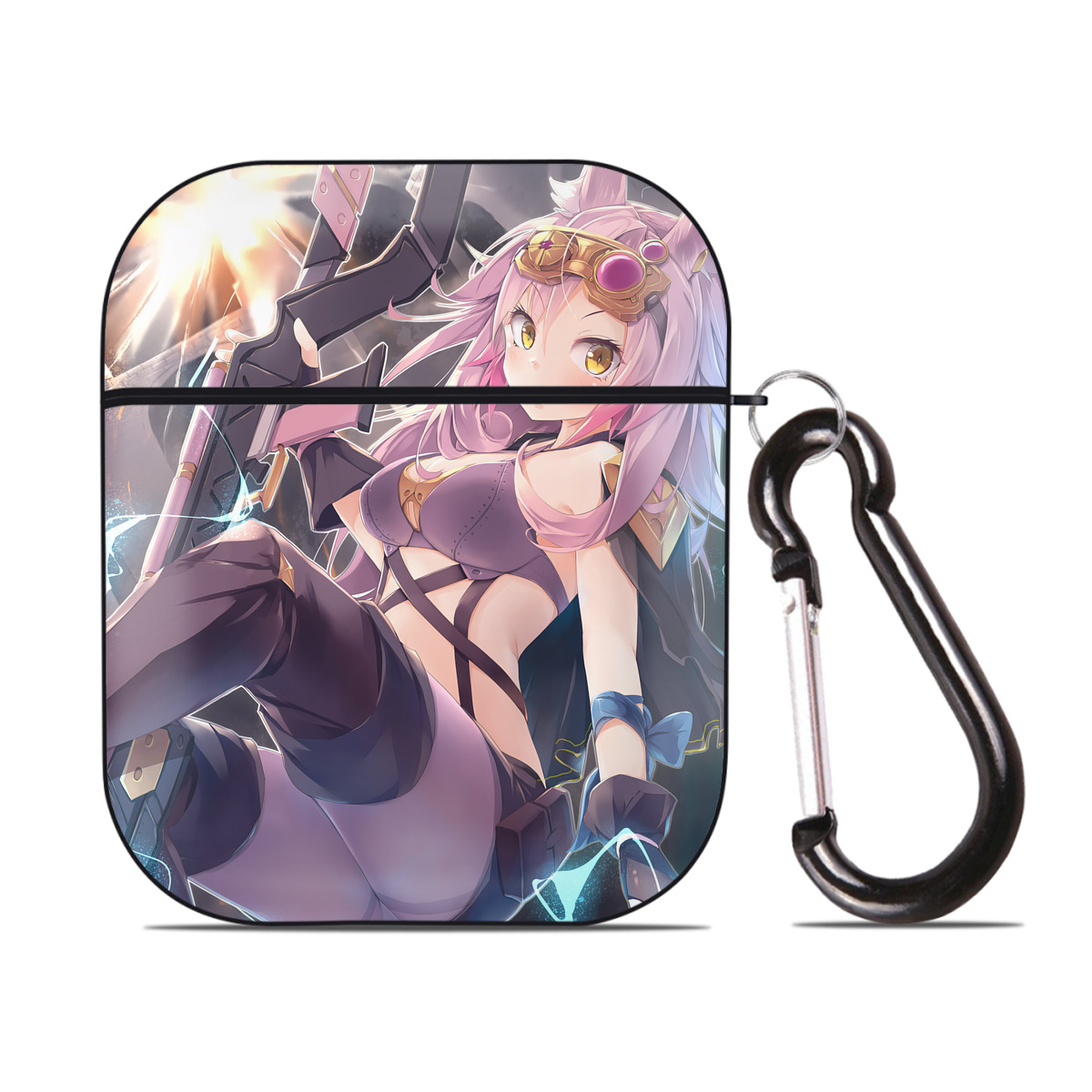 （画像用） 遊☆戯☆王 Yu-Gi-Oh! AirPods 第2世代保護ケース ハードシェル ブラック 耐衝撃・防指紋・カラビナ付き