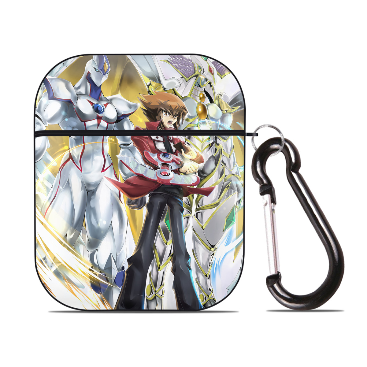 （画像用） 遊☆戯☆王 Yu-Gi-Oh! AirPods 第2世代保護ケース ハードシェル ブラック 耐衝撃・防指紋・カラビナ付き