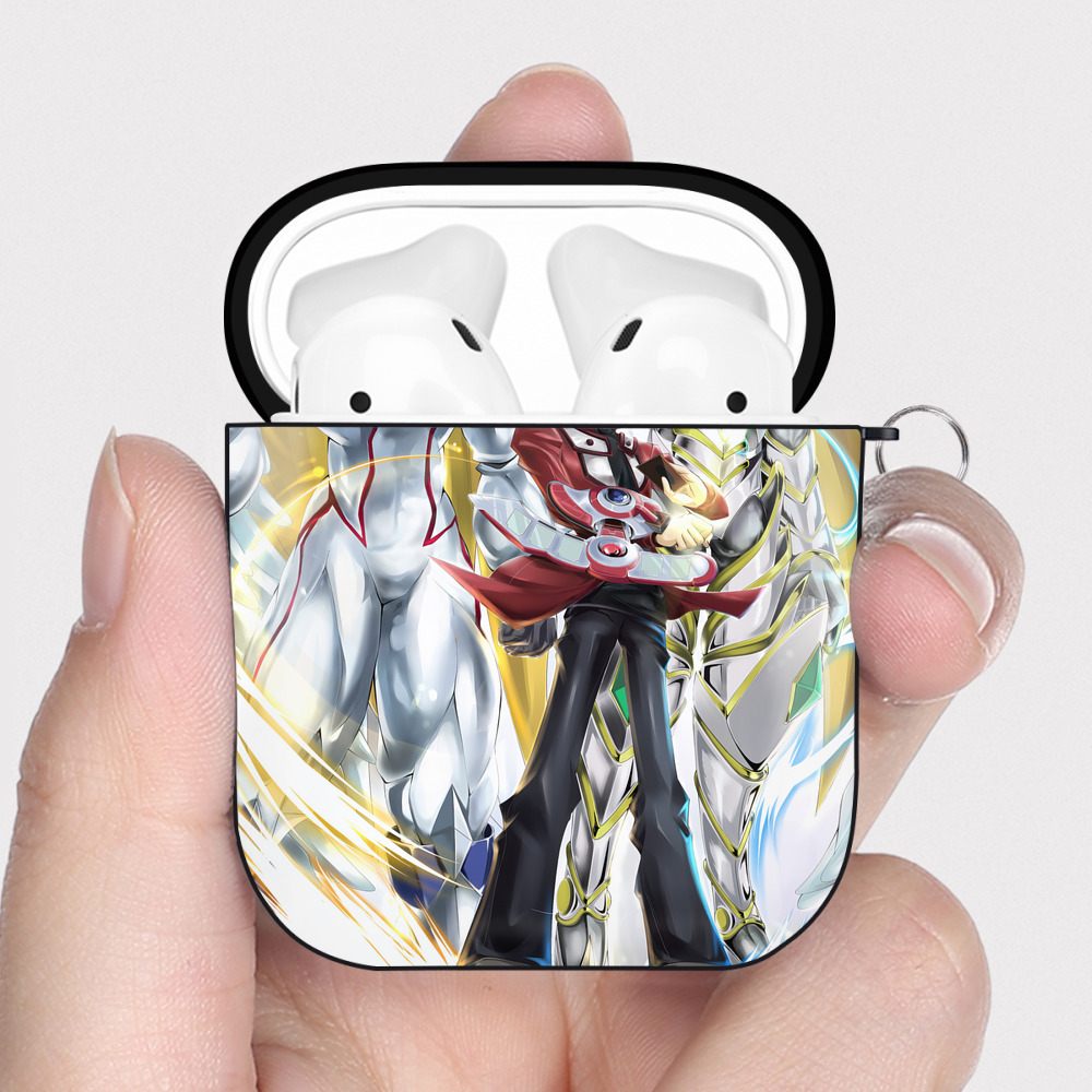 （画像用） 遊☆戯☆王 Yu-Gi-Oh! AirPods 第2世代保護ケース ハードシェル ブラック 耐衝撃・防指紋・カラビナ付き