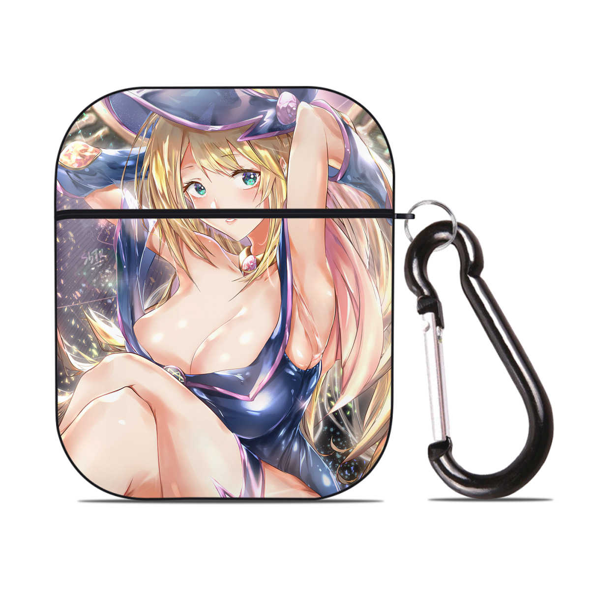 （画像用） 遊☆戯☆王 Yu-Gi-Oh! AirPods 第2世代保護ケース ハードシェル ブラック 耐衝撃・防指紋・カラビナ付き