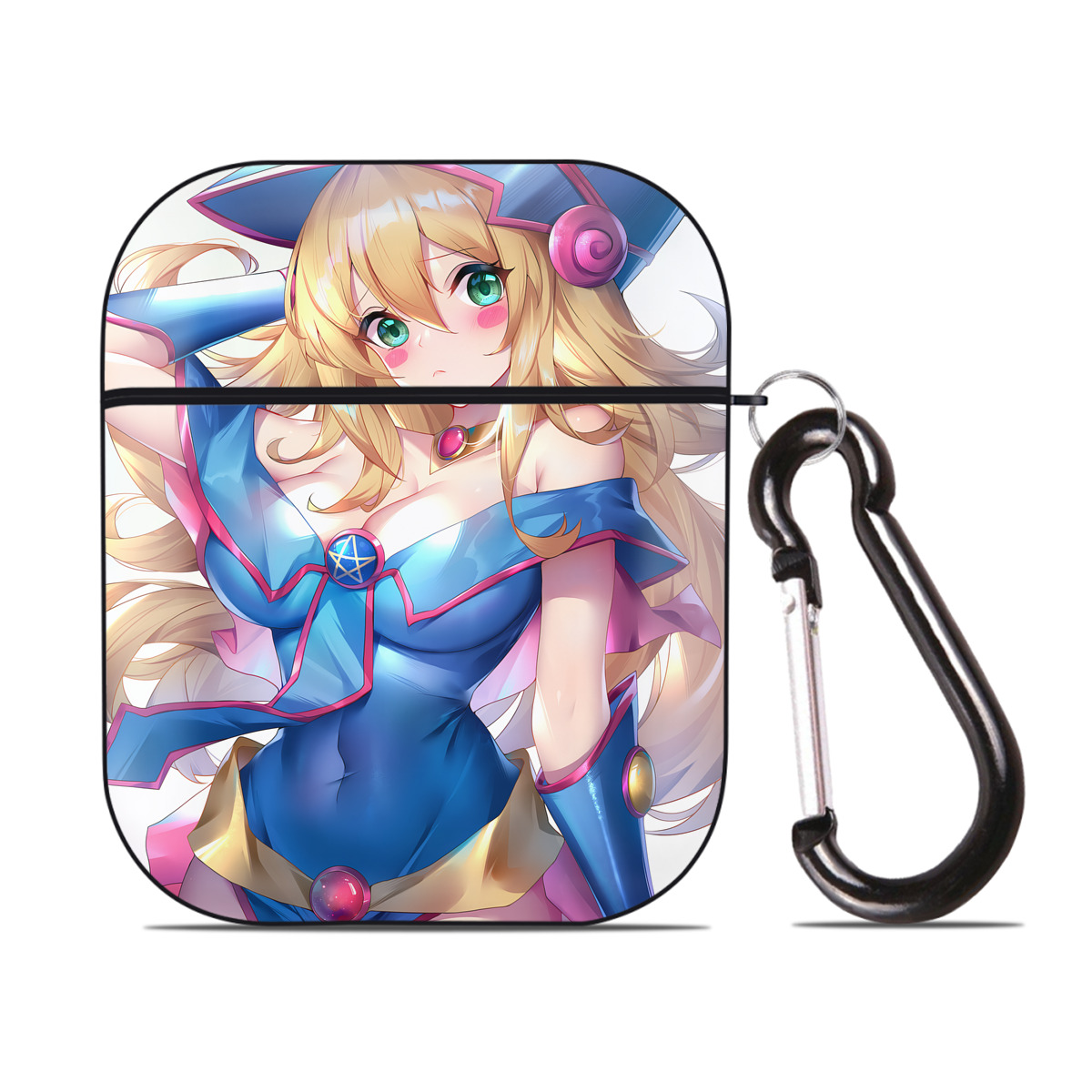 （画像用） 遊☆戯☆王 Yu-Gi-Oh! AirPods 第2世代保護ケース ハードシェル ブラック 耐衝撃・防指紋・カラビナ付き